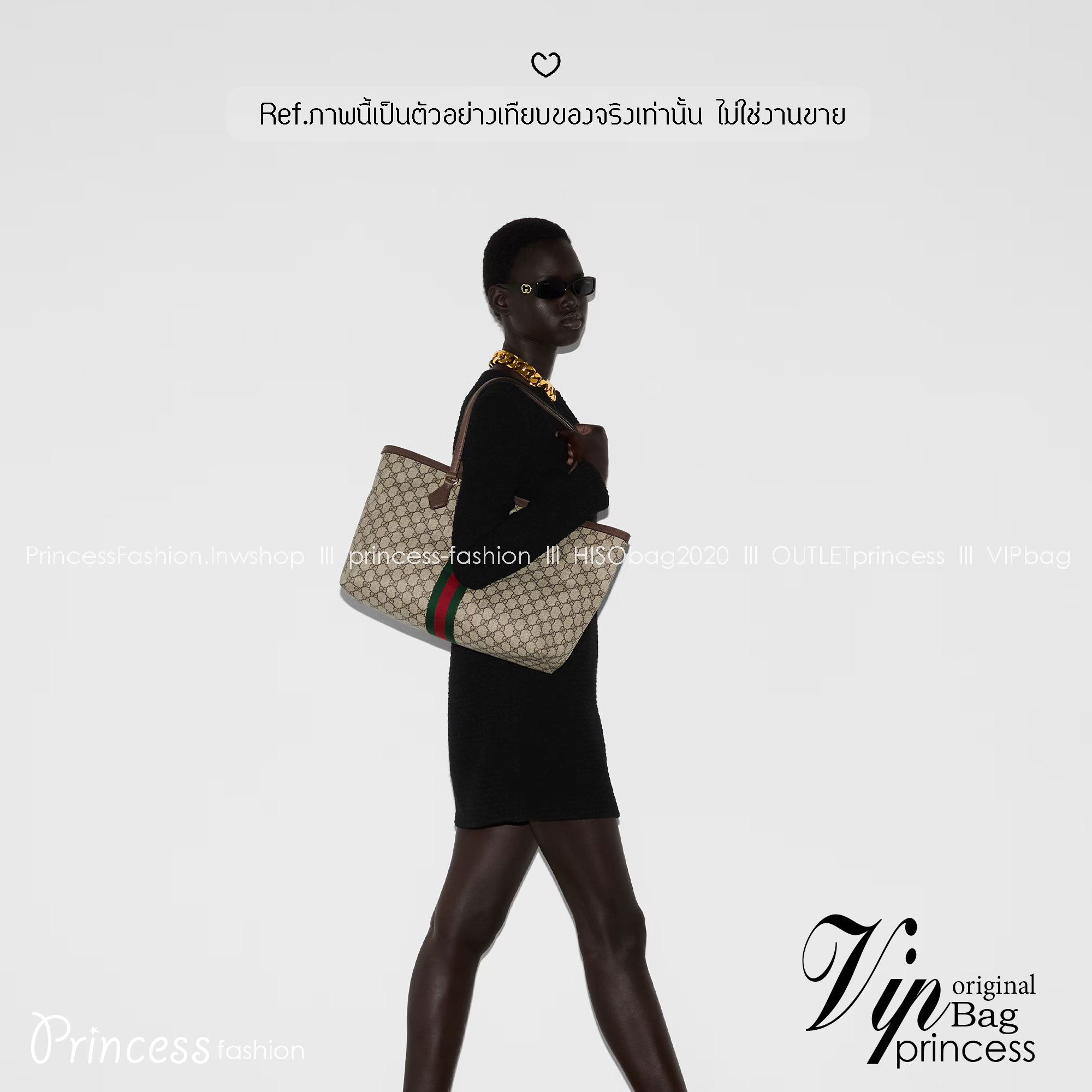 ORI หนังแท้ | Gucci Ophidia medium tote bag GG Monogram Double G / Gucci Tote Bag กระเป๋าสะพายทรงโท้ทใบใหญ่ ภายในโล่งกว้างจุของได้เยอะ