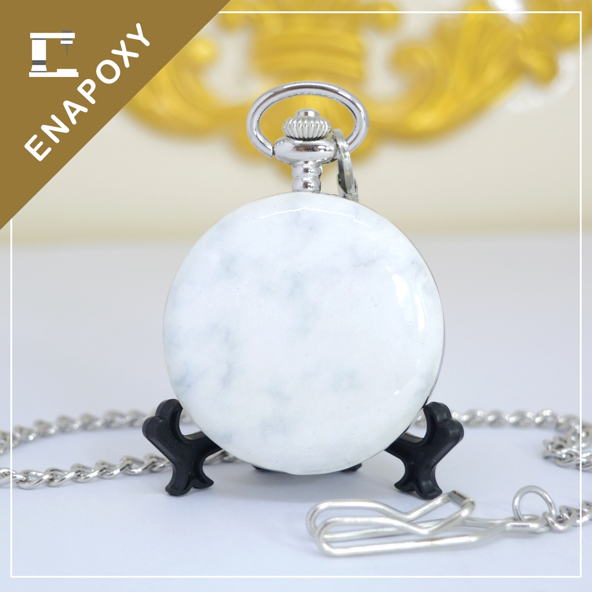 นาฬิกาพกสี White Marble-ลายหินอ่อน (4.7ซม.) มี 2 ระบบ