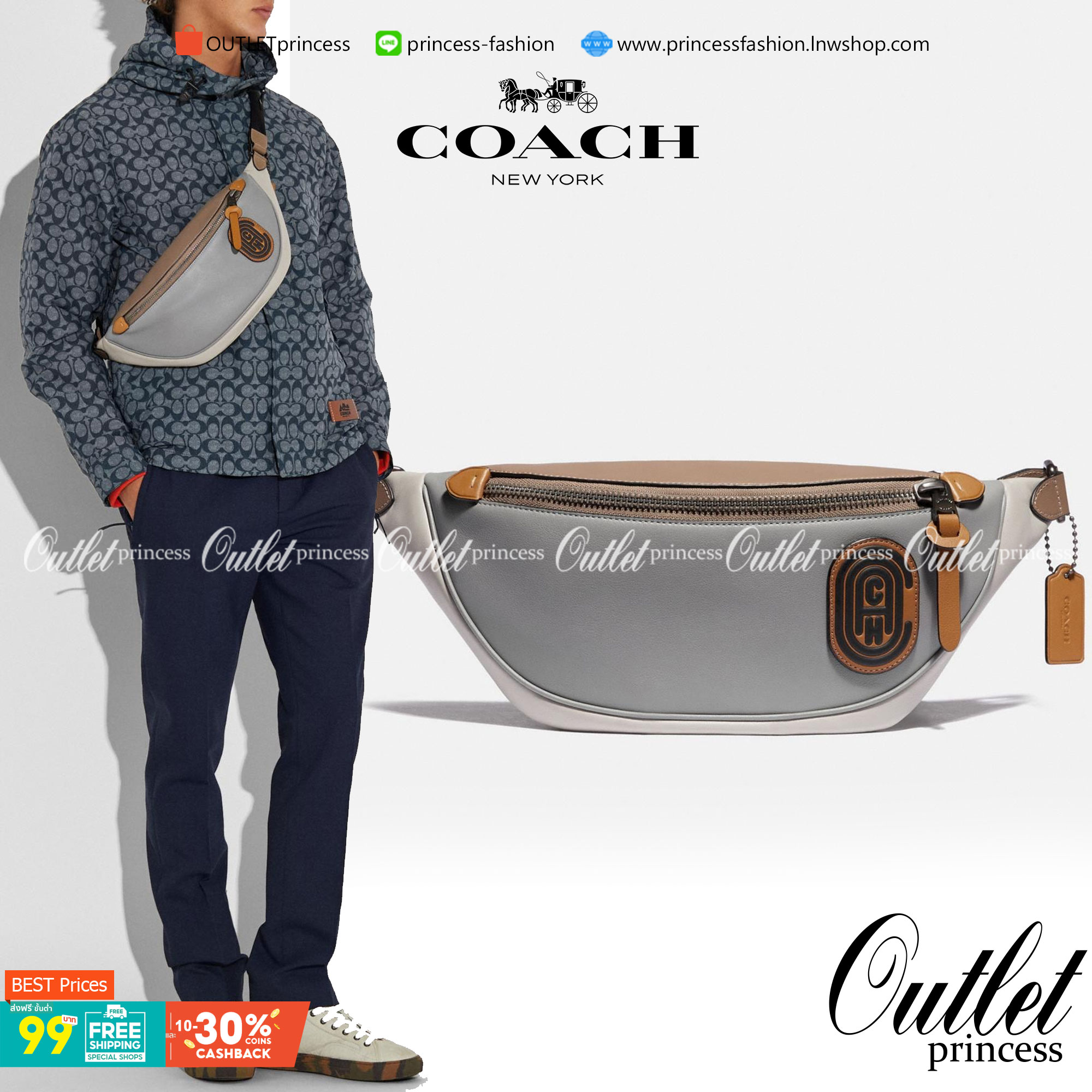 OUTTLET 】Rivington Belt Bag In Colorblock With Coach Patch (F959) Silver รุ่นที่ถามกันมาเยอะเลยคะ! สวยงามใช้ได้ทั้งชาย//หญิงเลยจร้า 🌈 Coach Belt Bag ใบใหญ่คะ! กระเป๋าคาดอกด้านหน้า//คาดไปทางด้านหลัง//หรือคาดเอวได้ ตามแต่ความถนัดได้เลยนะคะ หนังแท้ น