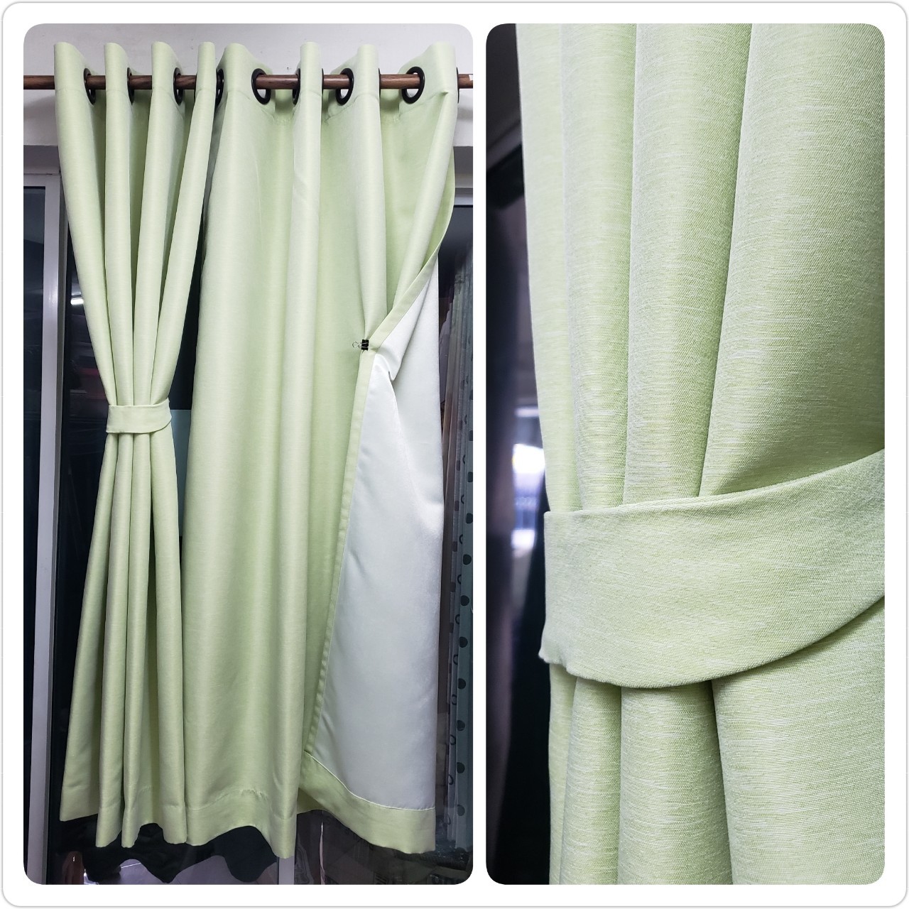 ผ้าม่าน ก.130*ส.180ซม. กันแสงUV95% ผ้าม่าน รุ่น มินิมอล(minimalist)สีเขียวอ่อน