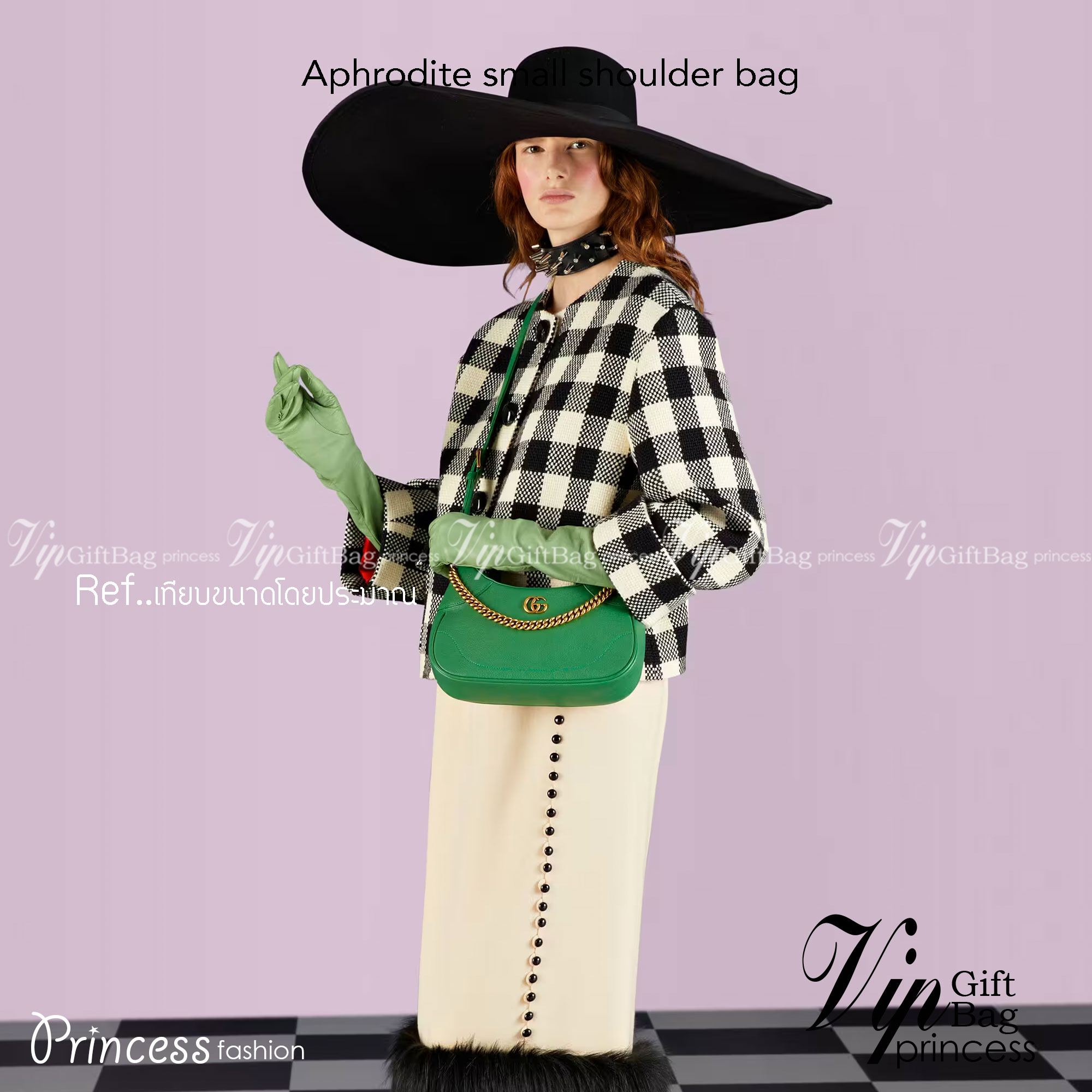 GUCCI Aphrodite small shoulder bag กระเป๋าสะพายทรงคลาสสิค ดีไซน์ย้อนยุคผสานความโมเดิร์นด้วยรูปทรงพอช ที่ใช้งานได้ทุกสไตล์ วัสดุหนังแคนวาส ทนทาน ภายในกระเป๋าเป็นช่องโล่ง