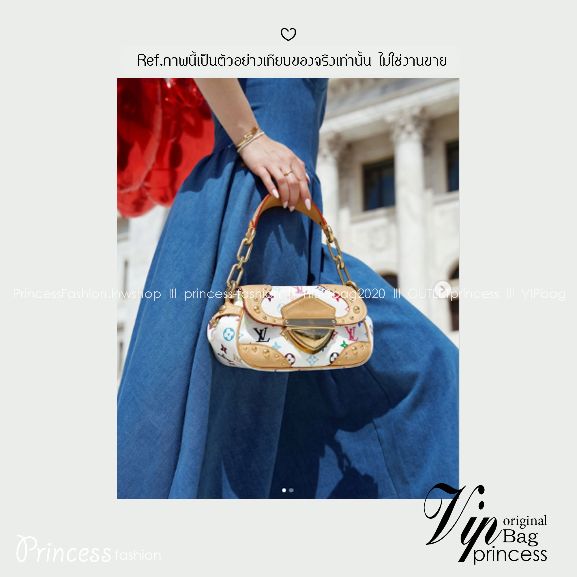 ORI หนังแท้ | Lv Marilyn White Multicolor Monogram Canvas Shoulder Bag กระเป๋าสะพายสไตล์วินเทจ ดีไซน์สีสันสดใสน่ารัก มีชีวิตชีวา โดดเด่นด้วยตัวล็อคด้านหน้าแบบกดขนาดใหญ่ จะถือแบบคล้องแขนหรือสะพายไหล่ก็ได้