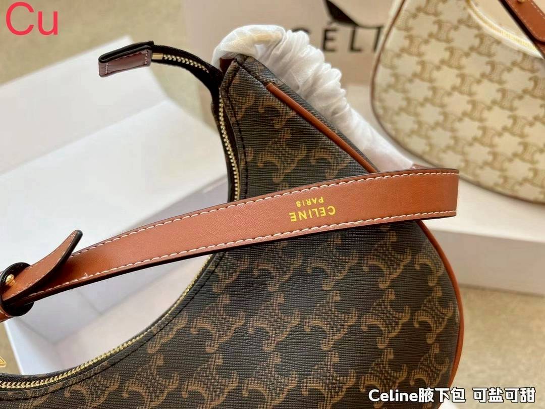 CELINE Ava bag in Triomphe canvas and leather กระเป๋าสะพายไหล่ รุ่นยอดฮิต ดีไซน์แบบสวยสับ รูปทรงคลาสสิคใช้งานได้ง่าย แมทช์ได้หลากหลายสไตล์