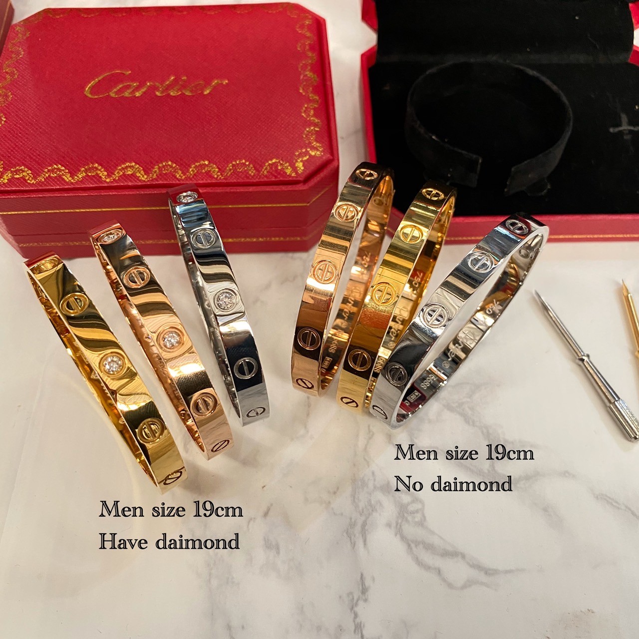 Cartier Bracelet / Cartier JUSTE UN CLOU กำไลคาเทียร์ตะปู รุ่นมีเพชร ภาพถ่ายจากงานจริง พร้อมกล่อง วัสดุโลหะเคลือบขึ้นเงาตามรูป ใช้งานต่างประเทศได้