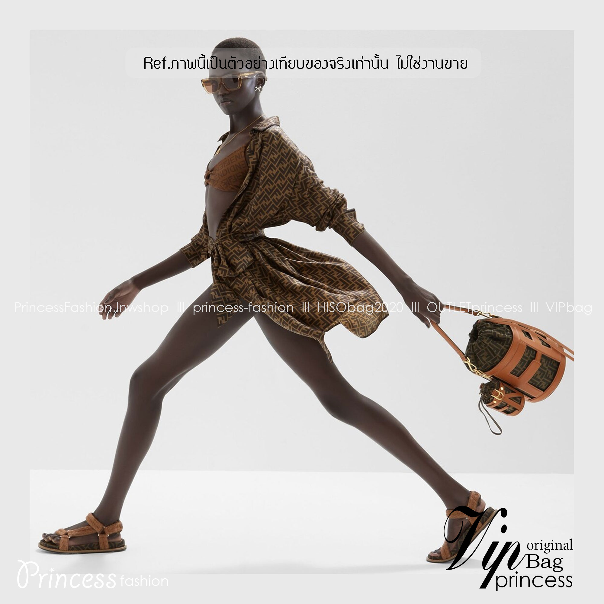 พร้อมส่ง 2 สี FENDI Step Out canvas bucket bag MINI 13cm กระเป๋าสะพายทรงบัคเก็ต ไซส์มินิ เกรดออริ สลับแท้ 1:1 ใช้ต่างประเทศได้