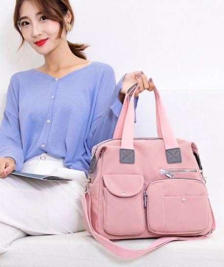 กระเป๋าสะพาย กระเป๋าผ้า ไนลอน ผู้หญิง สีพื้น สีแคนดี้ ชมพู แดง เทา น้ำเงิน กระเป๋าผ้า ใบใหญ่ ทรงถุง 542822
