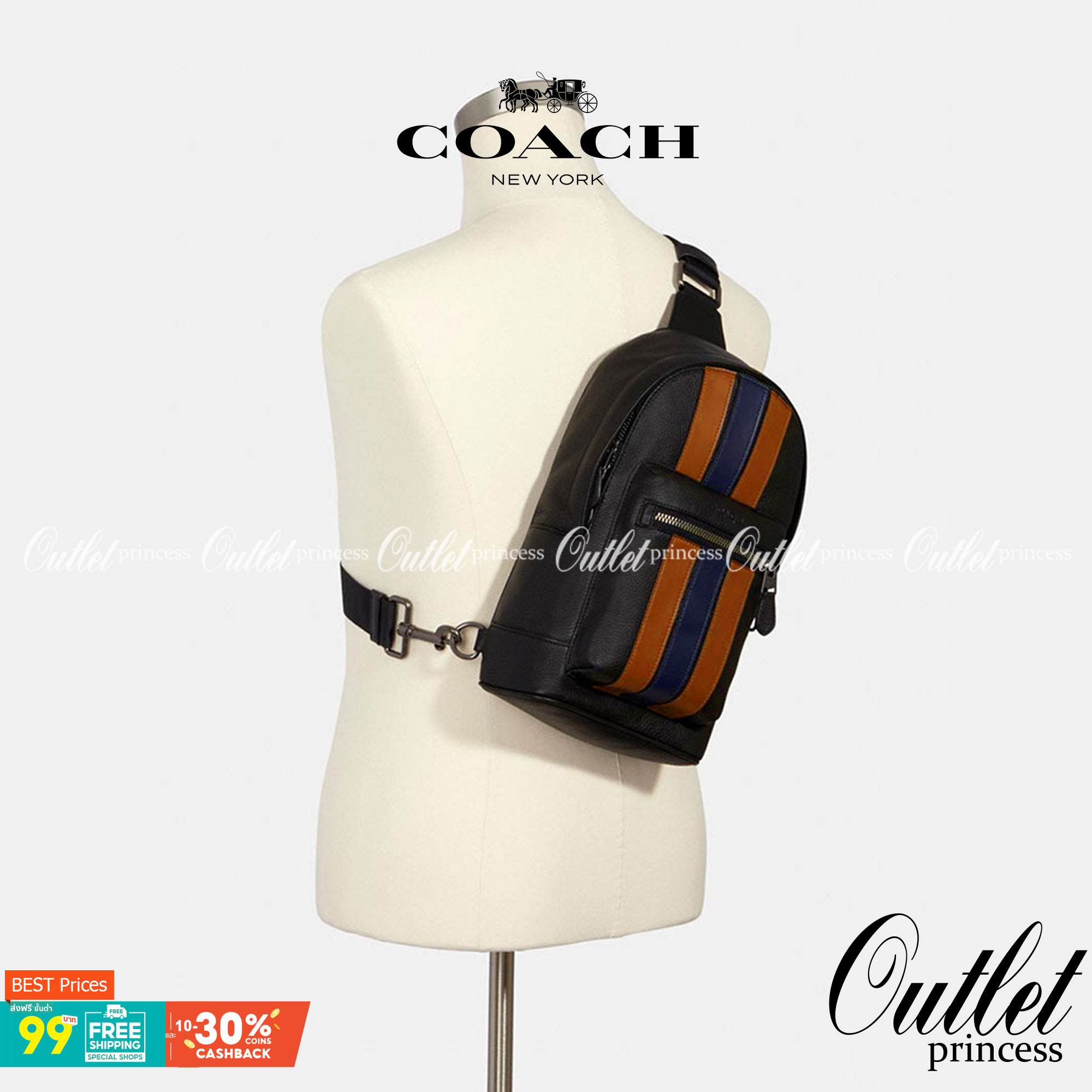 COACH WEST PACK WITH VARSITY STRIPE ((3180)) กระเป๋าคาดด้านหลัง//หรือคาดอกด้านหน้า ตามความชอบเลยค่ะ รุ่นนี้ใช้หนังแท้ชั้นดี หนังนิ่ม ด้านหน้าตัดแถบสียาวลงมา สีสวยค่ะ พร้อมช่องซิปเล็ก ช่องหลักแบบซิปคู่ ภายในโล่งลึกใส่สัมภาระจำเป็นในชีวิตประจำวันได้เยอะ มีช