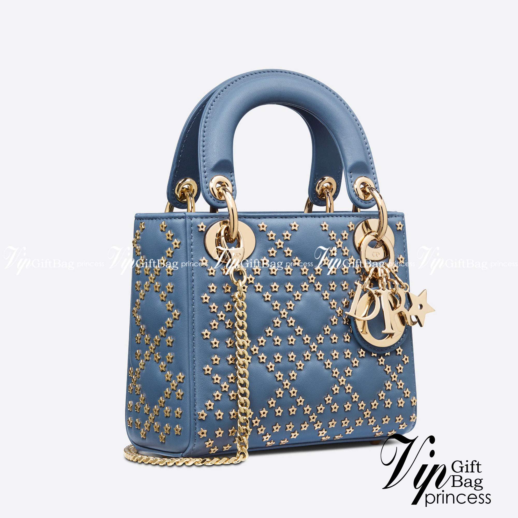 Mini Lady Dior Bag Denim Blue Lucky Star Cannage Lambskin เกรดใช้งานสลับใบจริงได้ เทพออริจินอล เป็นรุ่นสั่งทำพิเศษ ภาพสินค้าถ่ายจากงานขายจริงใช้งานต่างประเทศได้
