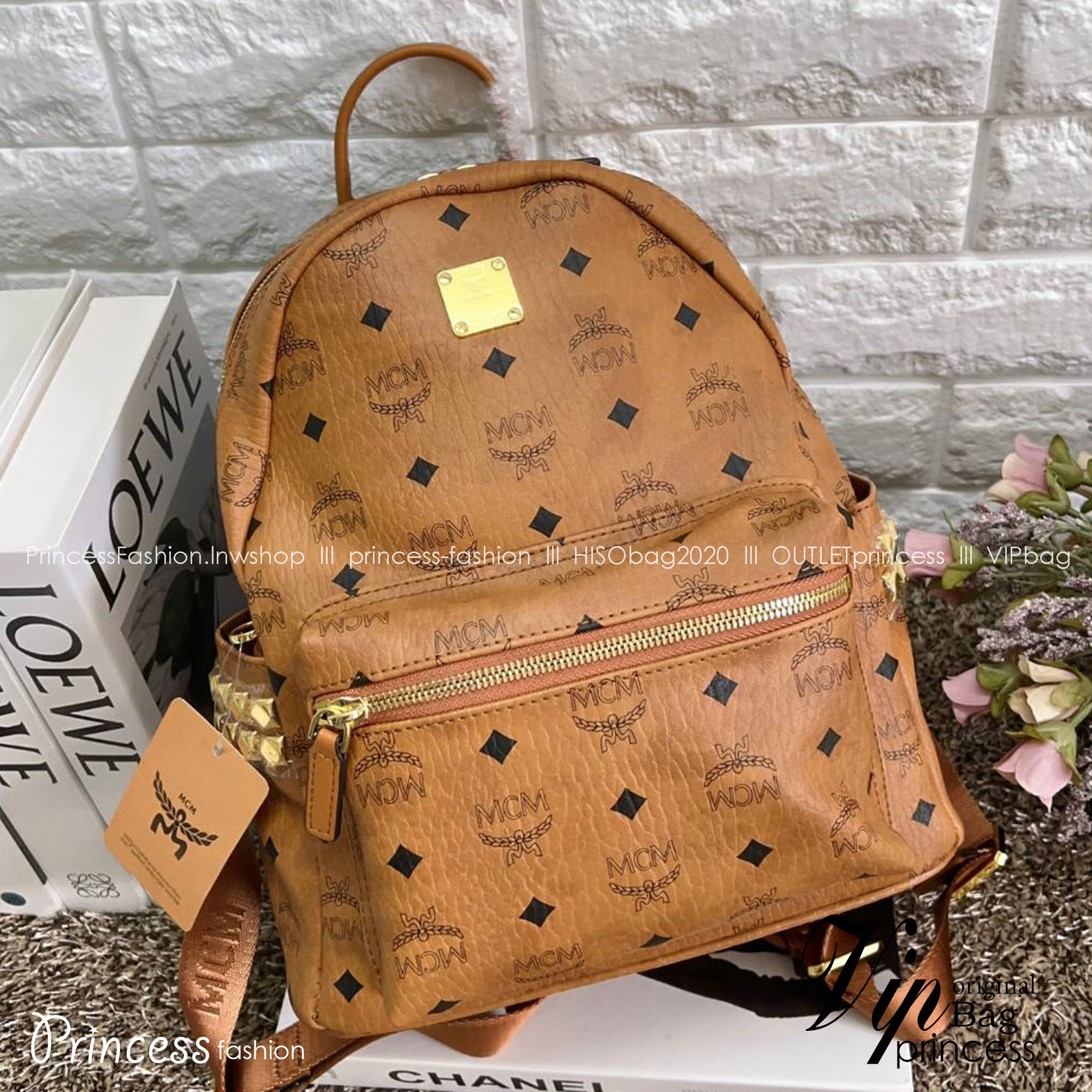 M.C.M Stark Side Studs Backpack in Visetos กระเป๋าเป้คลาสสิก รุ่นที่สามารถใช้งานได้ตลอดทั้งวันและได้ทั้งชาย/หญิง 🧡เกรดท็อปออริ เทียบแท้ 1:1 เกรดดีสุด ใช้งานต่างประเทศได้