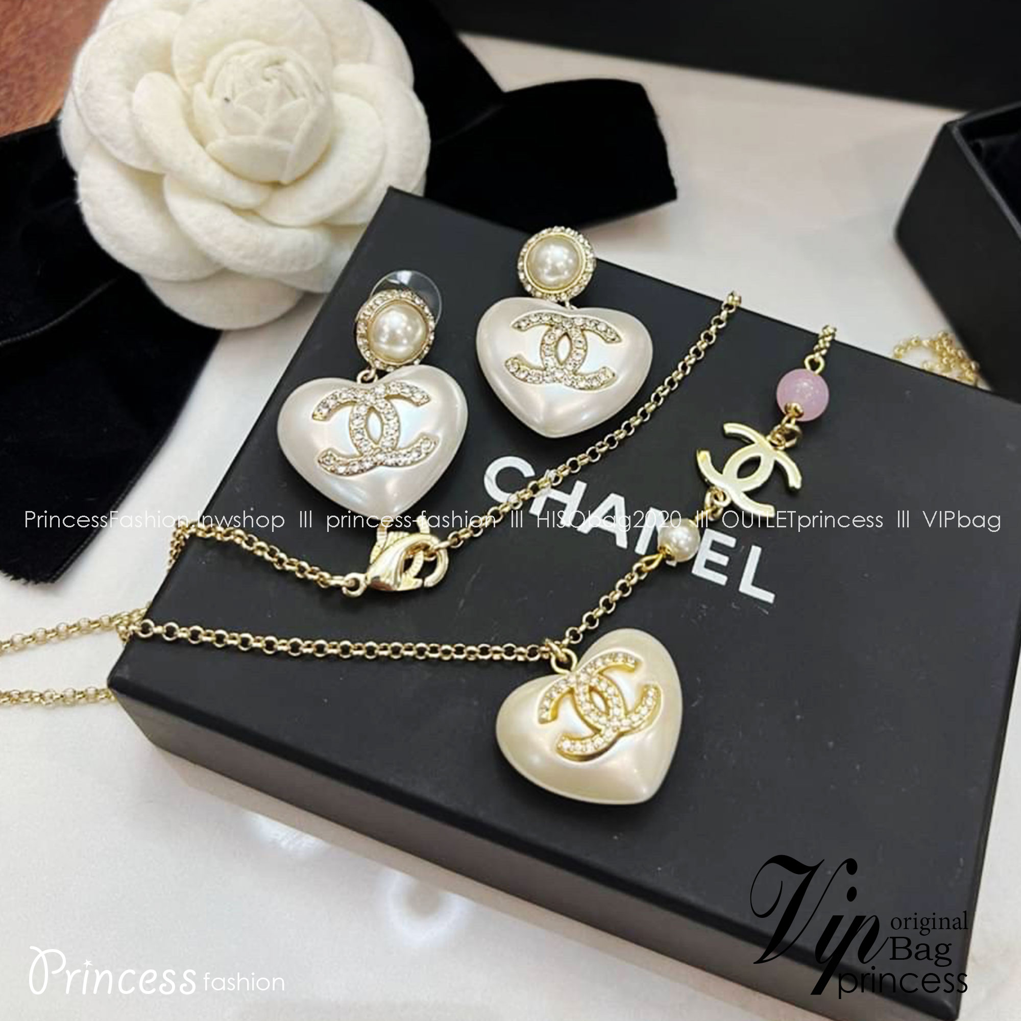 ซื้อ1ได้ถึง2ชิ้น ในเซ็ตเดียว CHANEL JEWELRY SET / Chanel earrings / Chanel necklace ชุดเครื่องประดับครบชุด สุดอลังการ