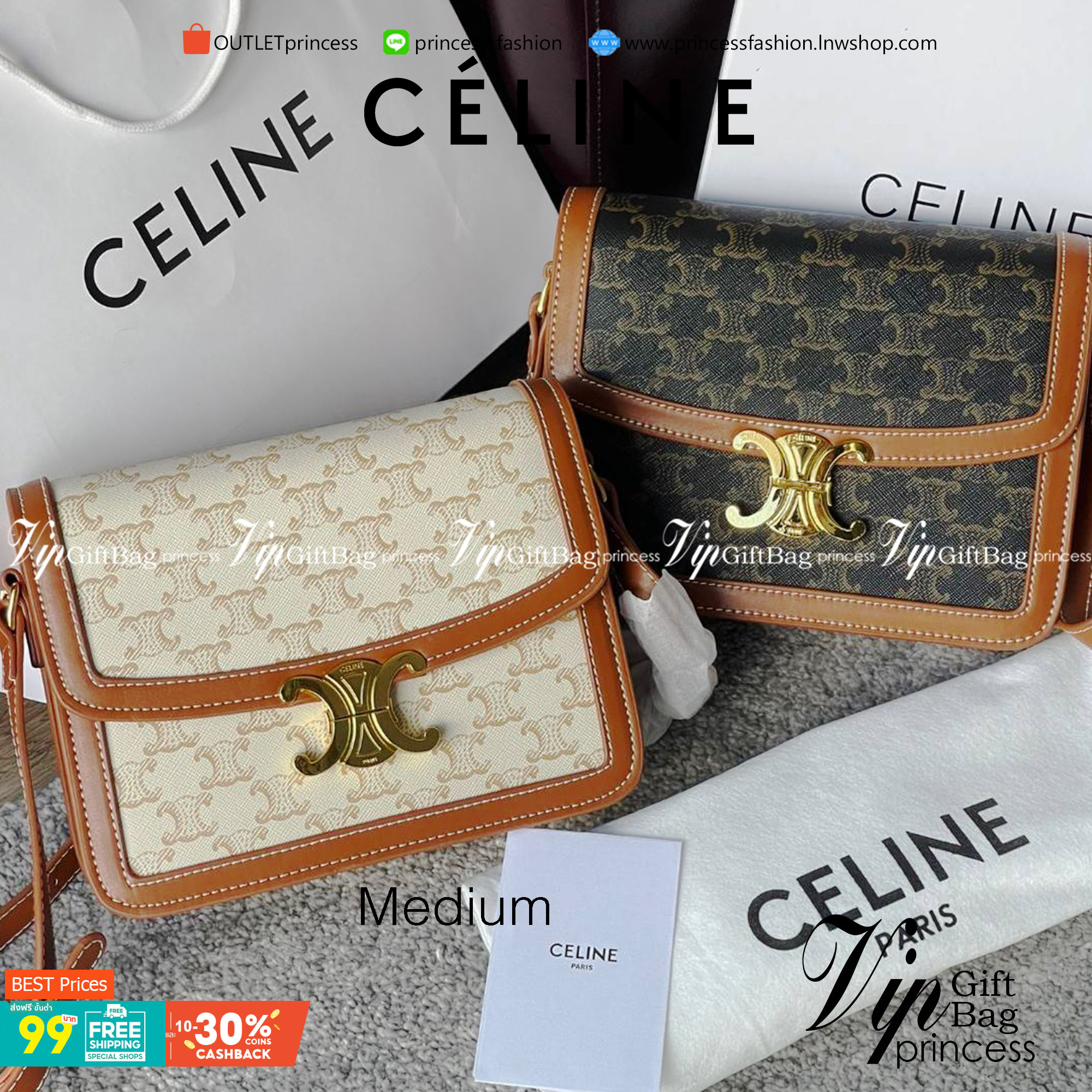VIP 】Celine TEEN MEDIUM TRIOMPHE BAG IN TRIOMPHE CANVAS สาวๆที่กำลังมองหากระเป๋าน่ารักเอาไว้ใช้ในวันสบาย ๆ แต่ไม่รู้เลือกกระเป๋า Celine รุ่นไหนดี แนะนำรุ่นนี้เลยคะ เป็นกระเป๋าสะพายข้างขนาดกำลังดี สวยแบบคลาสสิก หรูหราด้วยแคนวาสเคลือบลาย Triomphe อีกทั้งยัง