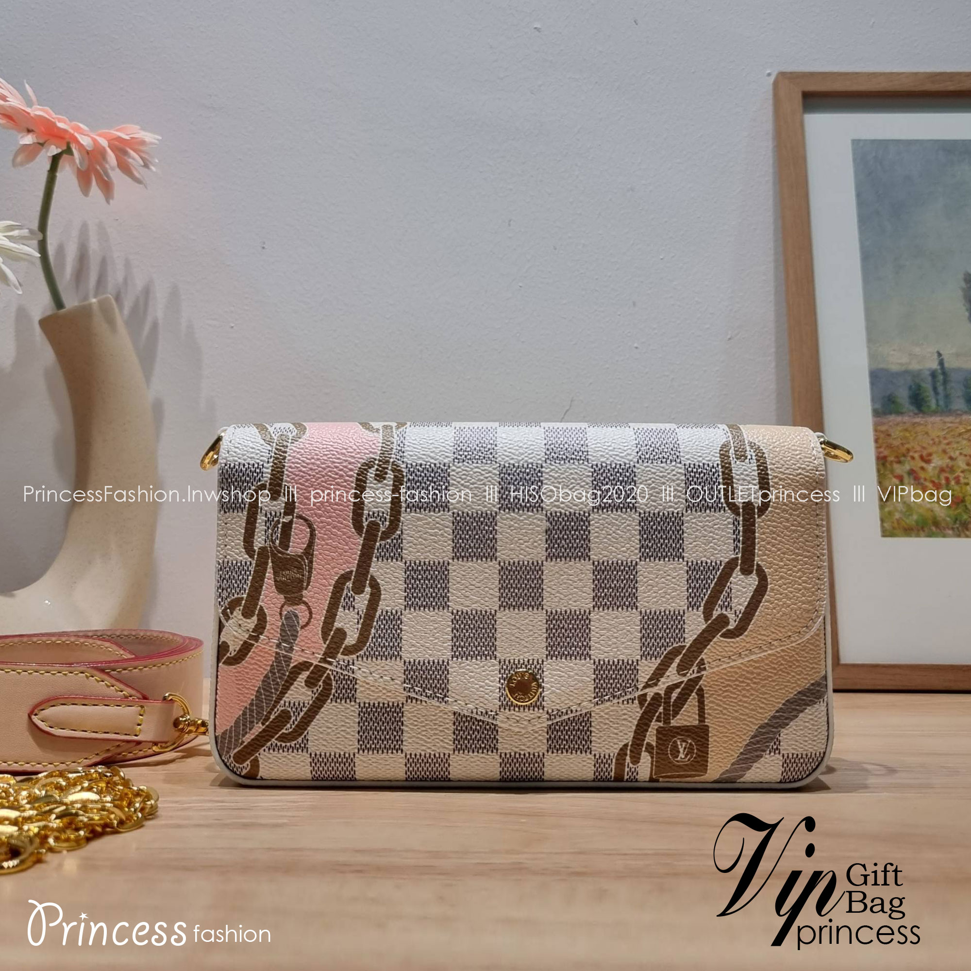LV Felicie Pochette Damier Azur Canvas - Wallets and Small Leather / LV DAMIER AZUR POCHETTE WITH NAUTICAL PRINT เป็นหนึ่งคอลใหม่ที่มอบสีสันสดใสรับ summer ได้ดี กับกระเป๋าสะพายทรงพอช ดีไซน์ออกมาให้ใช้งานได้หลากหลาย