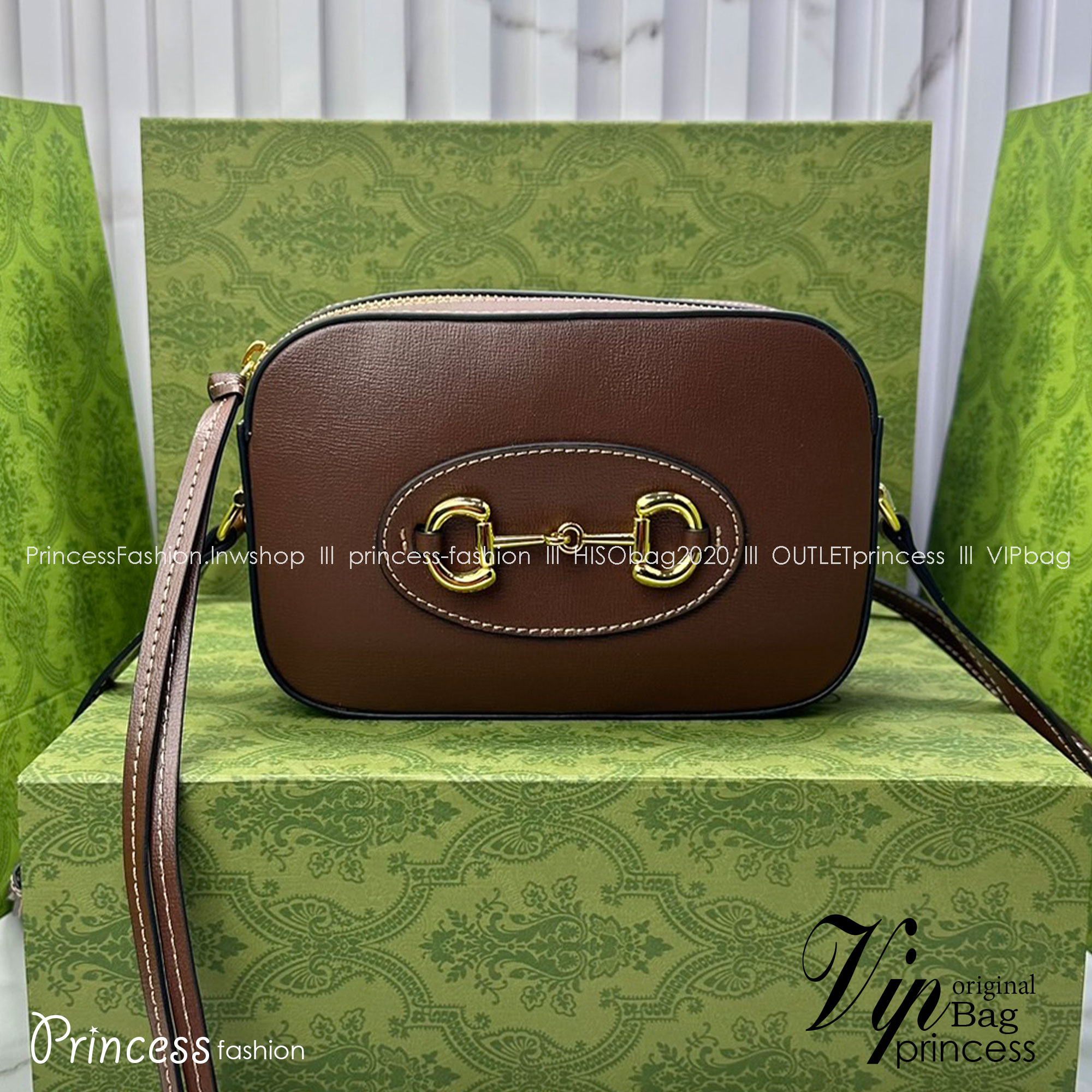 GUCCI HORSEBIT 1955 SMALL SHOULDER BAG Leather Gold-toned กระเป๋าสะพาย เกรดออริ สลับแท้ 1:1 ใช้งานต่างประเทศได้