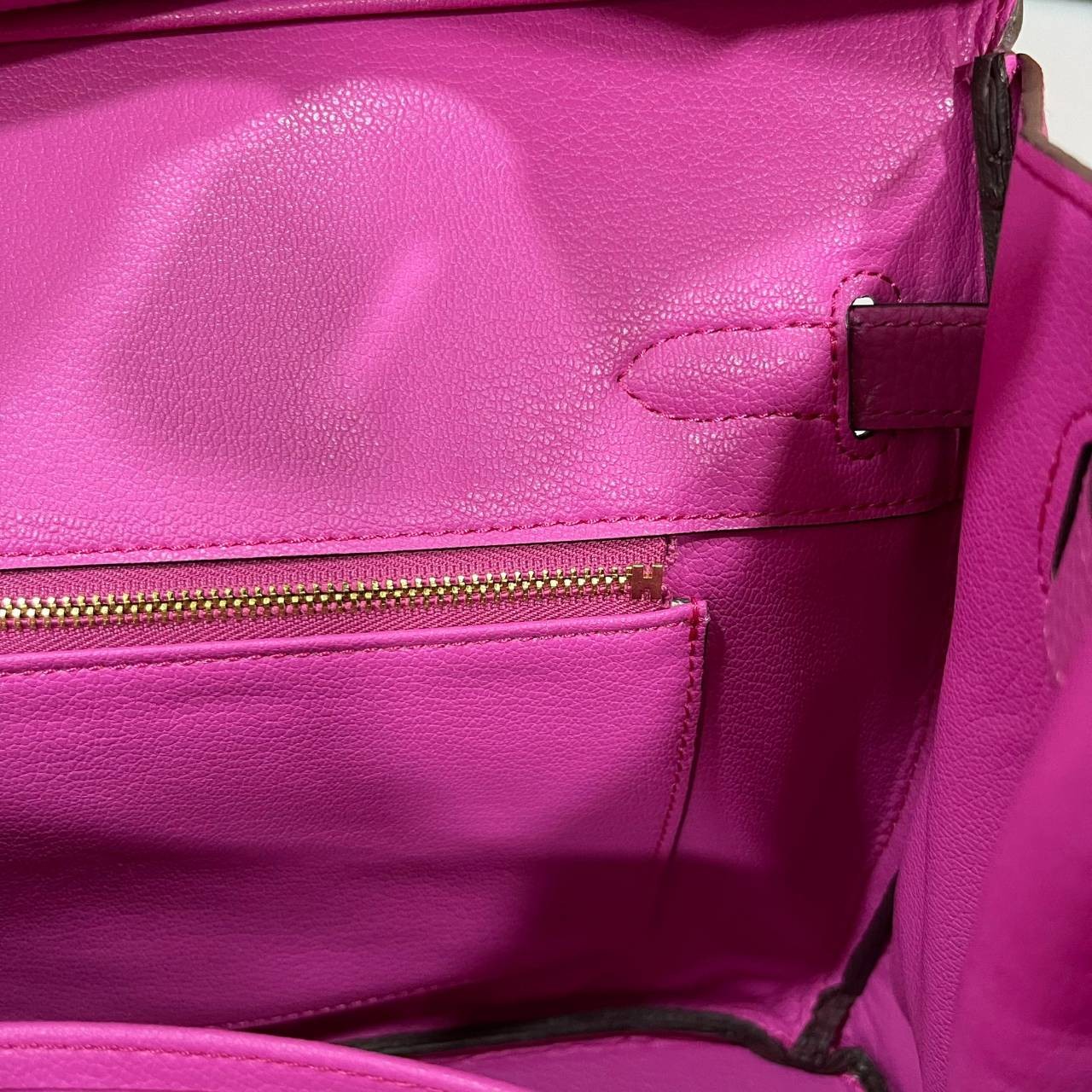 หนังแท้ Hermes BIRKIN 25CM epsom in MAUVSSYLESTE COLOR FULL HANDMADE GOLD HARDWARE เกรดออริจินอล ภาพสินค้าถ่ายจากงานขายจริง