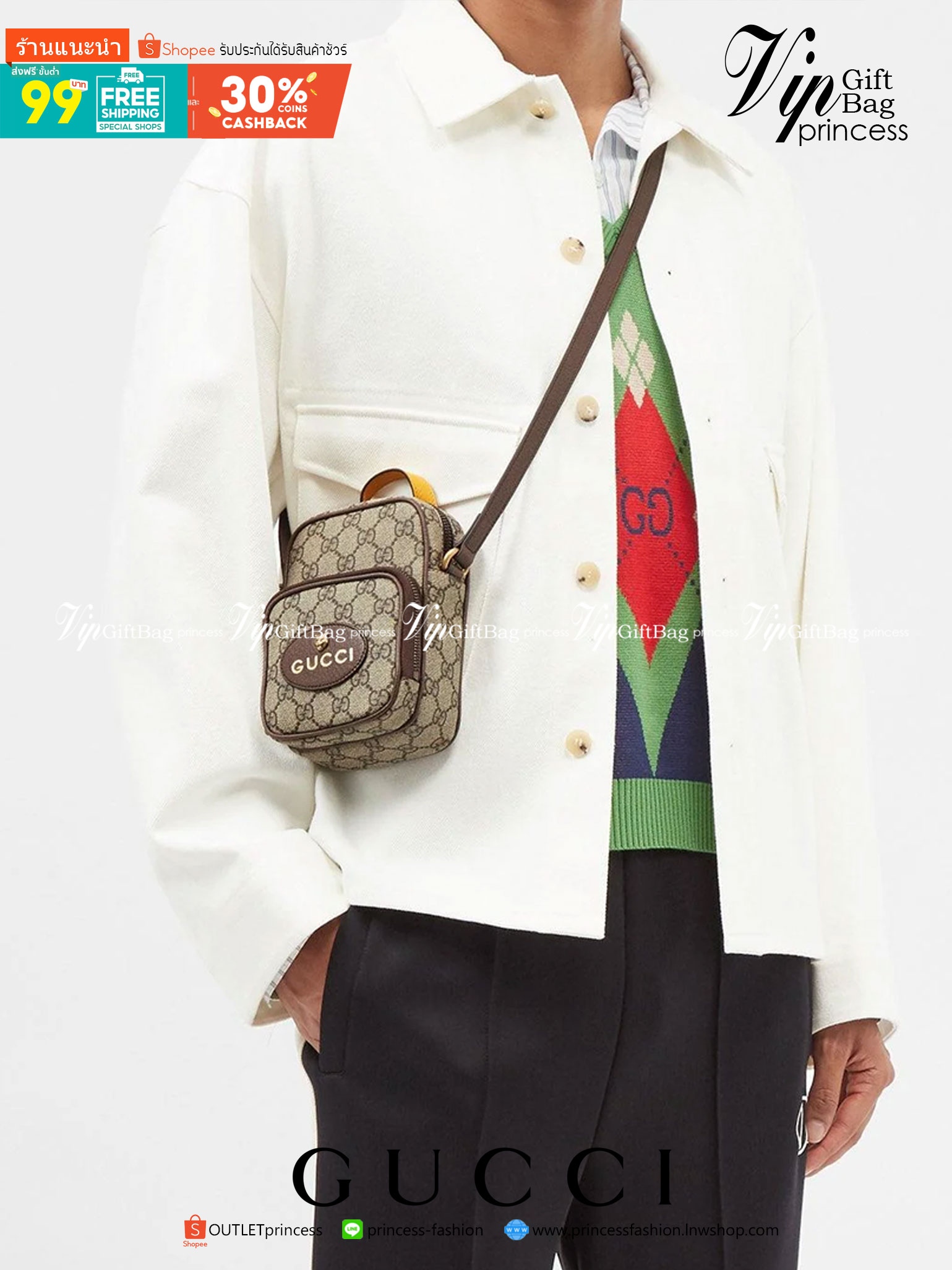 หนังแท้ GUCCI Neo Vintage mini bag / GG Mini Crossbody bag กระเป๋าสะพายข้างใบเล็ก ใช้ได้ทั้งชาย/หญิง งานหนังแท้ทั้งใบ ออริจินอลเกรด ภาพสินค้าถ่ายจากงานขายจริง ใช้งานต่างประเทศได้ค่ะ