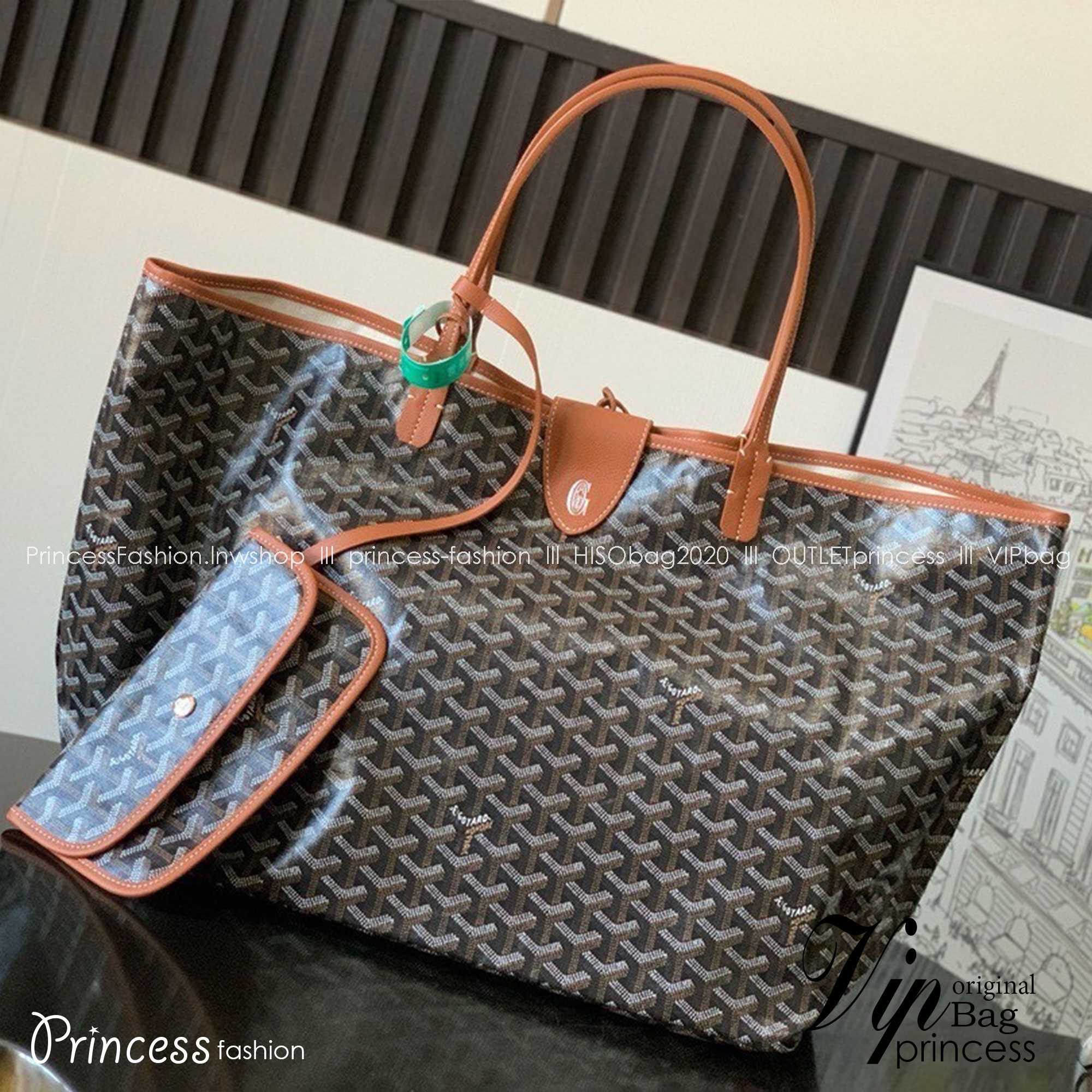 GOYARD GM TOTE BAG กระเป๋าทรงโท้ทใบใหญ่ หนังแท้สวยเป๊ะ เกรดท็อปออริ สลับแท้ 1:1 เกรดดีสุด ใช้ต่างประเทศได้ ผ่านทุก ตม.