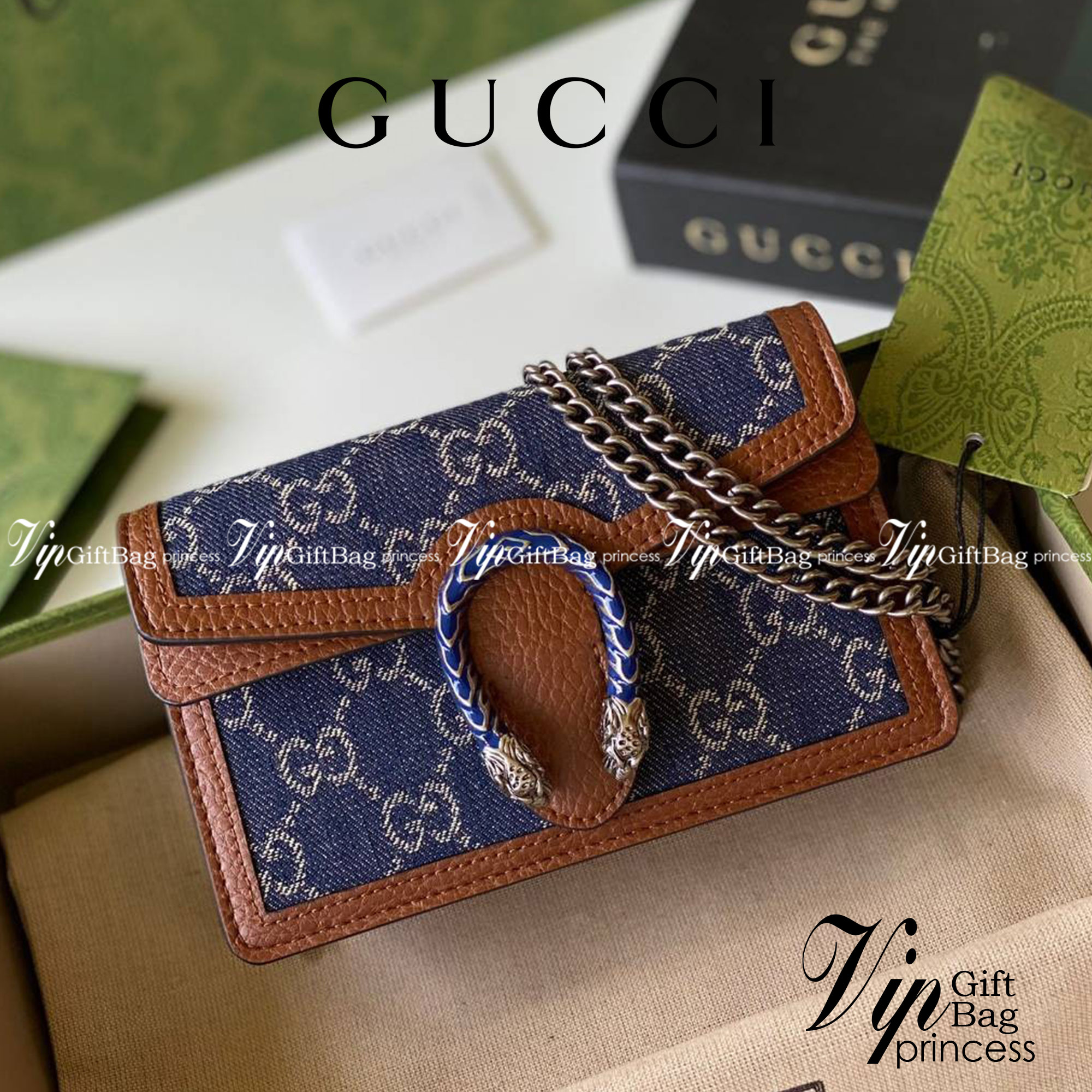 หนังแท้ GUCCI Dionysus mini bag / GG Shoulder bag / GG Denim Dionysus พร้อมส่งที่ไทย กระเป๋าสะพายข้างหนังแท้ เกรดหนังคุณภาพดียิ่งใช้หนังยิ่งสวย โทนสีน่าใช้มากก มาในดีไซน์คลาสสิคเรียบหรูเข้ากับทุกลุ๊คแบบไม่มีเอ้าท์ พร้อมส่งที่ไทย ภาพสินค้าถ่ายจากงานขายจริง