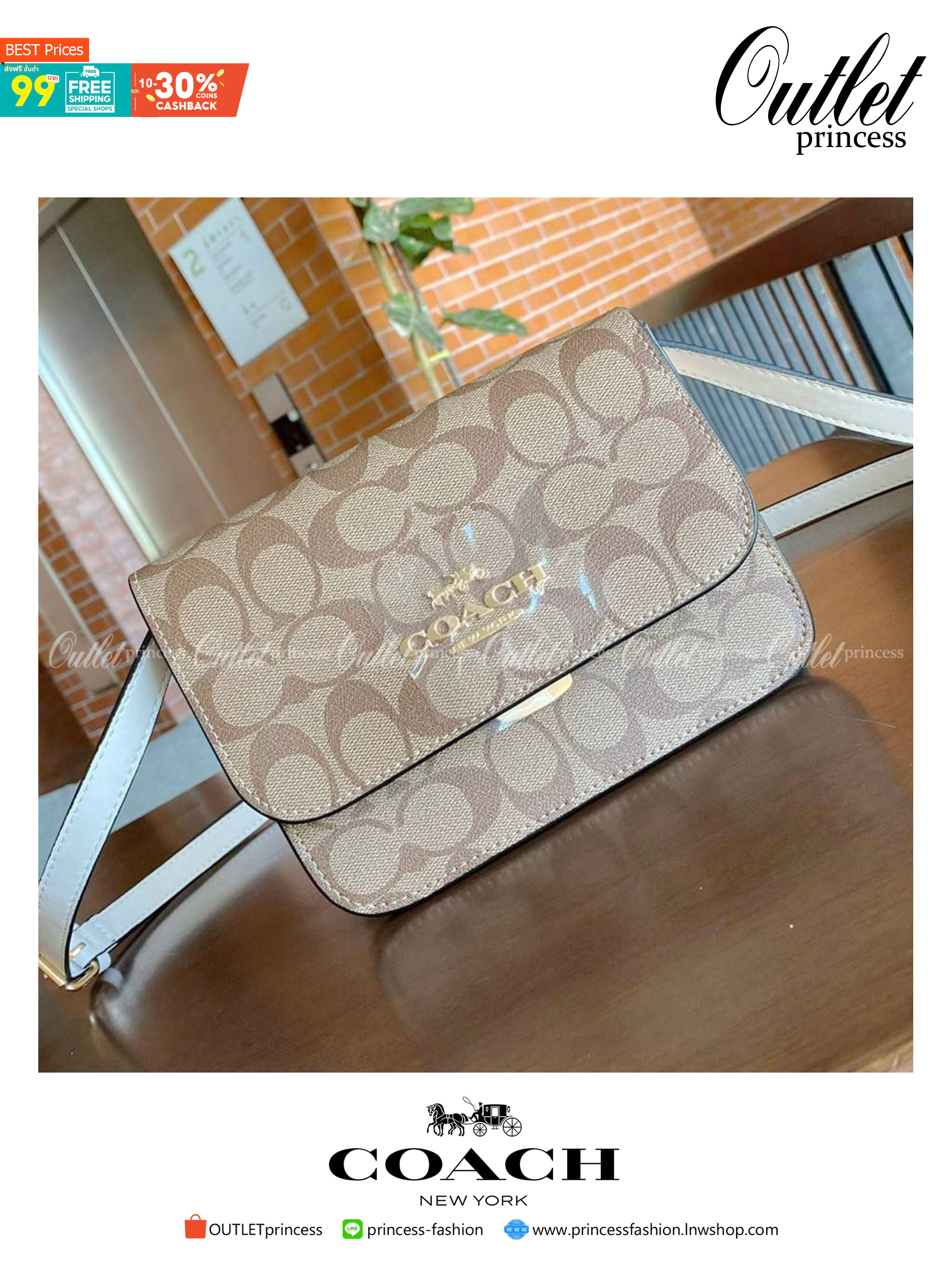 COACH C5592 MINI BRYNN CROSSBODY IN SIGNATURE CANVAS กระเป๋าถือ กระเป๋าสะพาย ไซร์มินิ ลุคคุณหนูสุดเก๋ จะถือเป็นครัชหรือสะพายเป็นครอสบอดี้สุดชิลๆได้หมด วัสดุหนังแคนวาสคุณภาพ ตกแต่งดีเทลหรูด้วยหนังแท้ อะไหล่สีทอง งานสวย เปิด-ปิด ด้วยตัวกด-ล๊อคแบบอัตโนมัติ ด