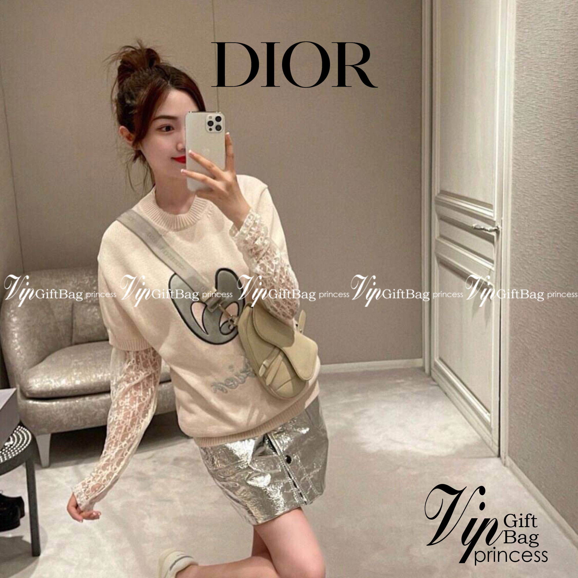 หนังแท้ DIOR GRAINED CAFLSKIN MINI SADDLE BAG พร้อมส่งที่ไทย งานหนังแท้ออริจินอล ภาพสินค้าถ่ายจากงานขายจริง ใช้งานต่างประเทศได้