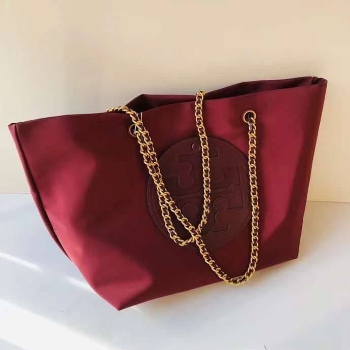 TORY BURCH Ella Chain Tote 32cm / TORY TOTE NYLON BAG พร้อมส่ง 4 สี กระเป๋าสะพายทรงโท้ท จุของได้เต็มที่ น้ำหนักเบา รูปทรงคลาสสิคชวนใช้