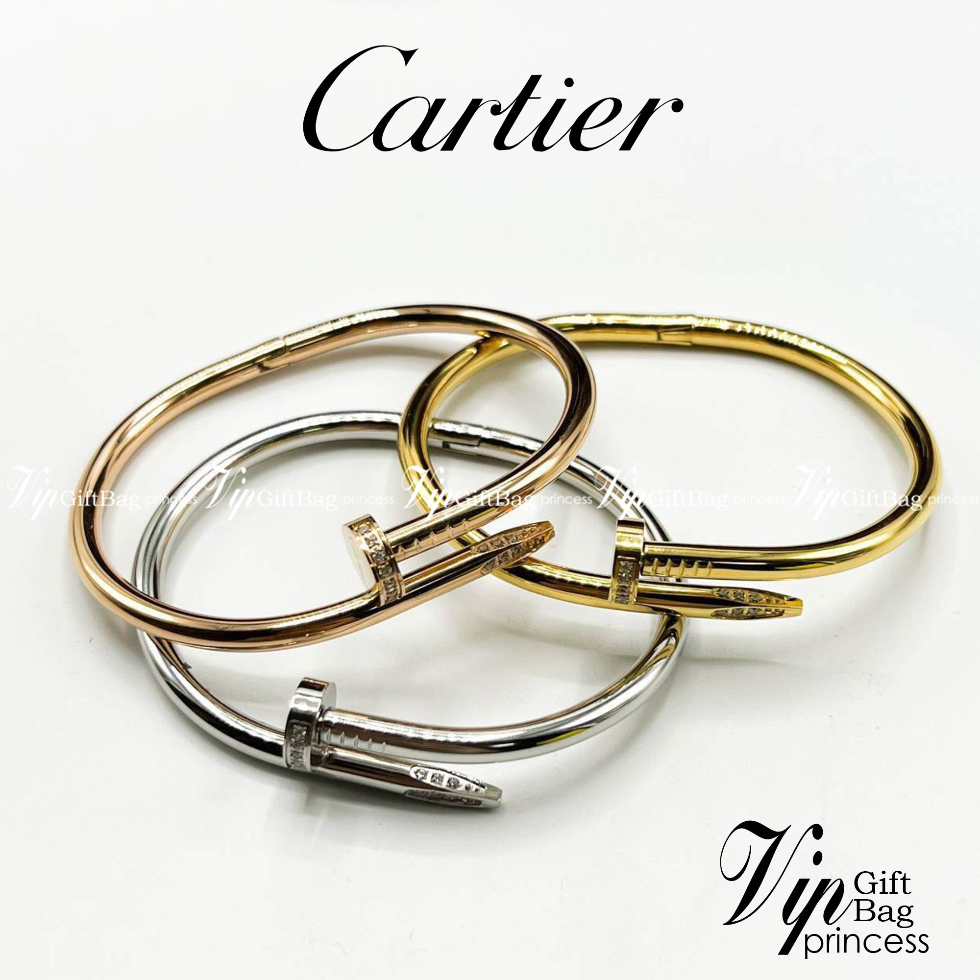 Cartier JUSTE UN CLOU BRACELET กำไลข้อมือตะปู หัวเพชร งานดีสุดเกรดออริจินิล วัสดุคุณภาพดี ไม่ลอกไม่ดำ พร้อมกล่องหนาตามแบบปั้มลายแบรนด์ ภาพสินค้าถ่ายจากงานขายจริง ใช้งานต่างประเทศได้
