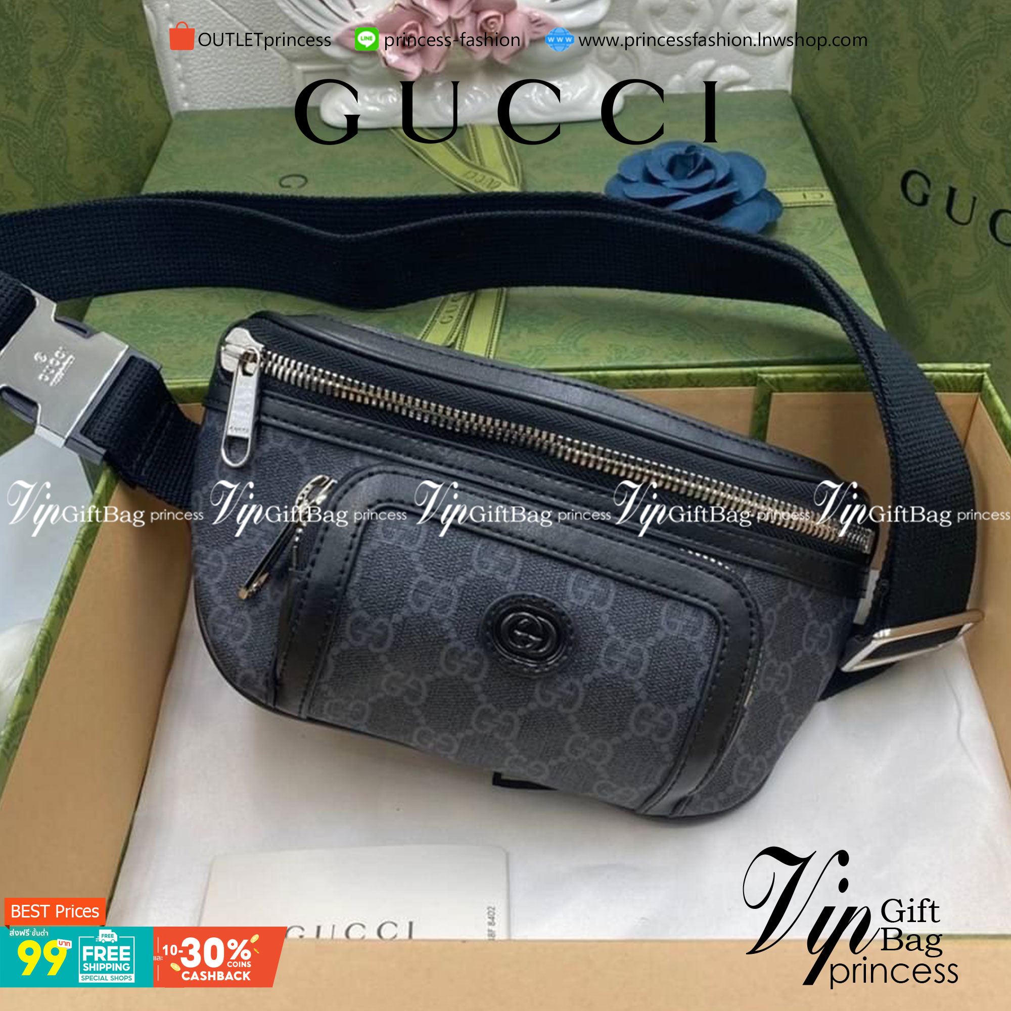 VIP 】หนังแท้ GUCCI Belt bag with Interlocking G 23CM แบบใหม่ล่าสุด ใช้ได้ทั้งหญิงชาย คาดอก คาดเอวได้ คูลๆ เลยค่าา ใบจริงสวย น่าใช้มากๆ สะพายวันไหนๆได้หมด สินค้าพร้อมส่ง มีมาจำนวนจำกัด ห้ามพลาดค่ะ! กระเป๋าคาดอกด้านหน้า//คาดไปทางด้านหลัง//หรือคาดเอวได้ ตามแ
