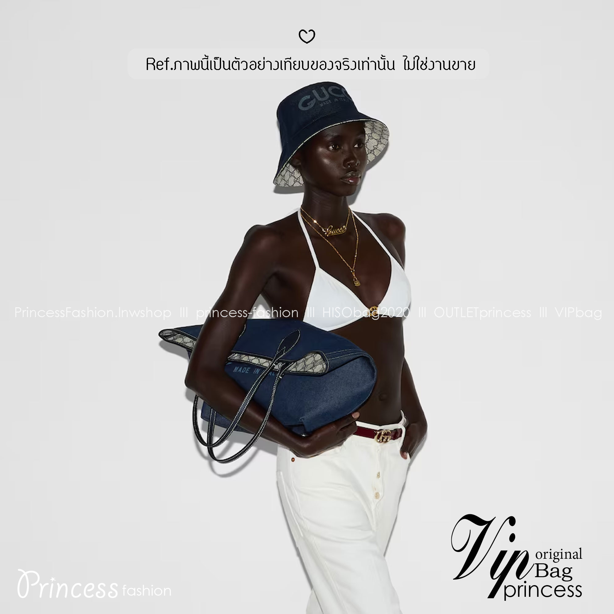 GUCCI Totissima reversible tote bag กระเป๋าสะพายทรงโท้ทเดนิม ใหม่ล่าสุด กลับด้านใช้ได้ 2 ด้านสวยเริ่ดมากๆ ด้านเดนิมสีเข้มพิมพ์ชื่อแบรนด์สวยโดดเด่น อีกด้านลายโมโนแกรมเต็มใบ ปรับใช้งานได้ไม่มีเบื่อ