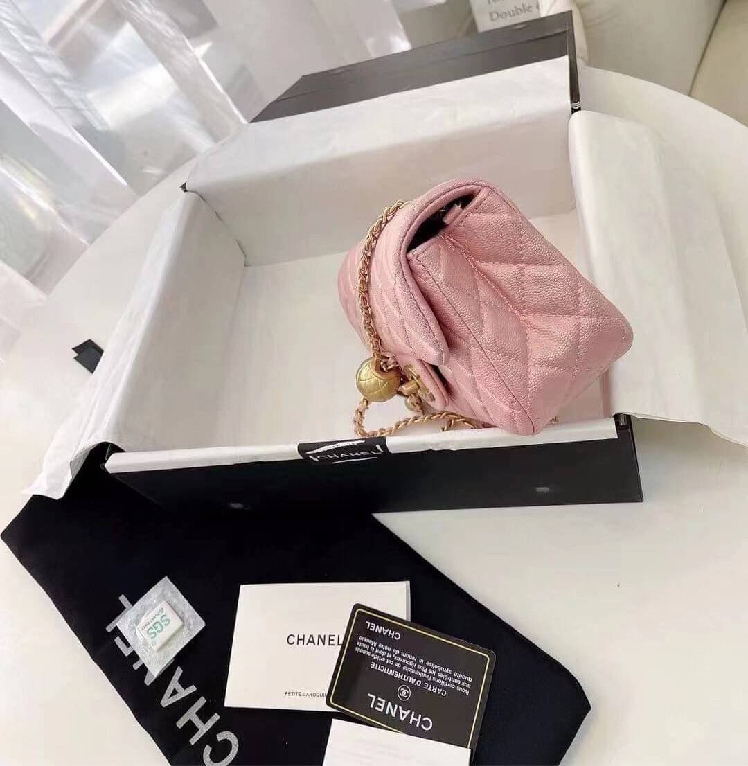 CHANEL MINI FLAP BAG CAVIAR Leather GOLD tone hardware พร้อมส่ง 5 สี