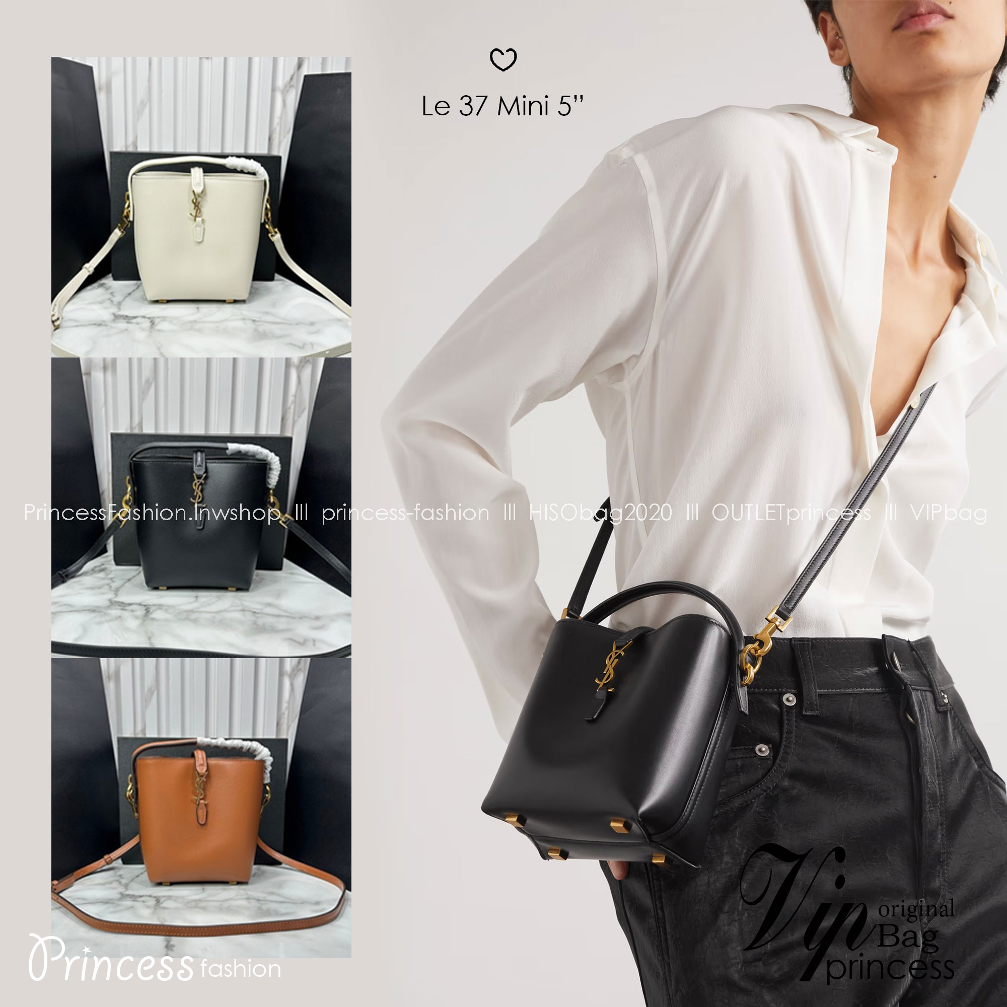 Mini 5" น้องเล็กน่ารักมาก YSL Le 37 in shiny leather Hobo Bag / YSL Bucket Bag / YSL Tote Bag กระเป๋าสะพายทรงโฮโบโท้ท งานหนังสวยเต็มใบ อะไหล่ทองสวยคลาสสิก ราคาแสนดีแนะนำของมันต้องมีจริงๆ