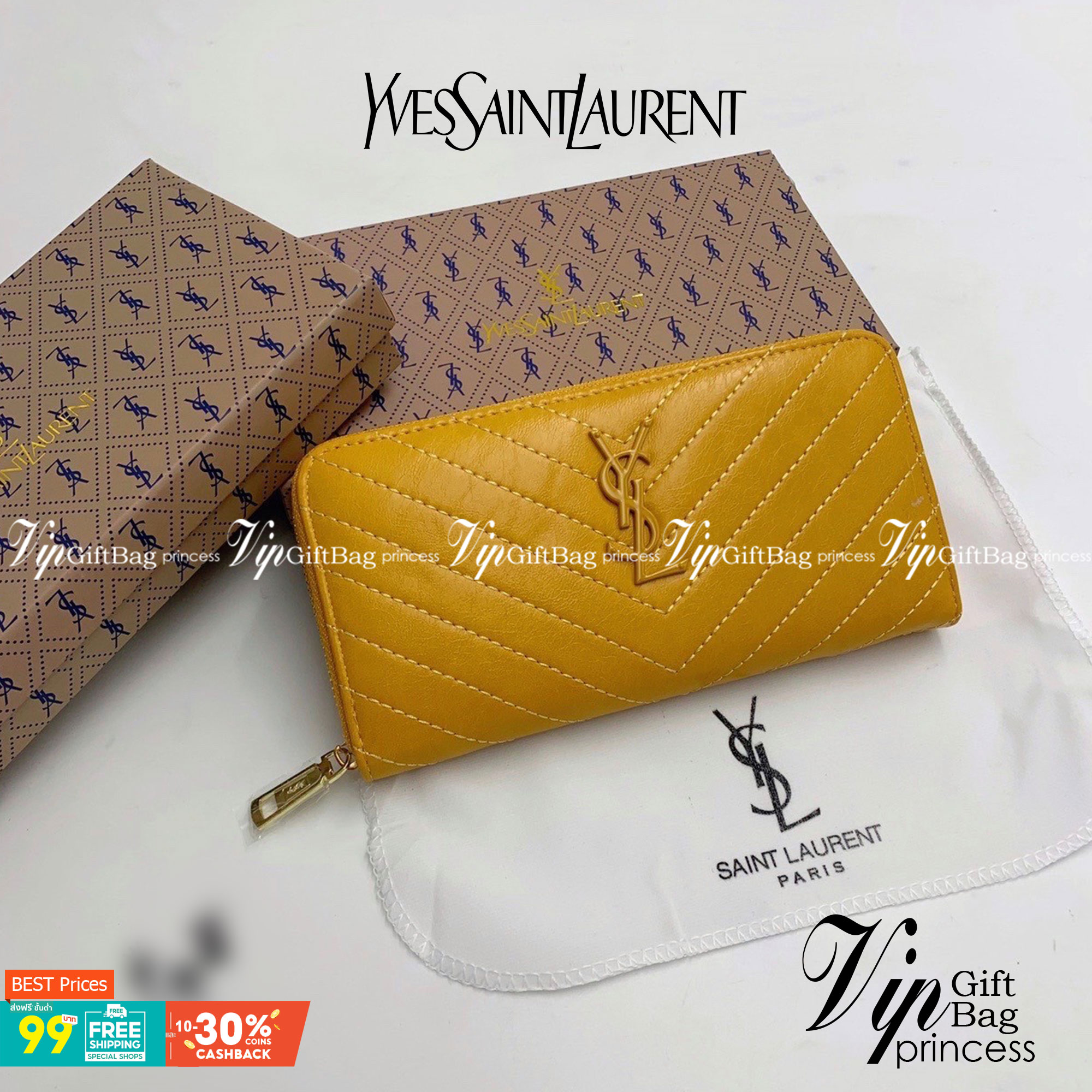 YSL Yves Saint Laurent Zip Around Long Wallet กระเป๋าสตางค์ทรงยาวซิปรอบ งานสวยหนังดี งานปั้มแบรนด์ทุกจุด มีช่องใส่บัตรให้เยอะมากถูกใจสาวๆแน่นอน ใช้งานง่าย สวยหรูดูแพง ราคาสุดคุ้มเลยค่าา