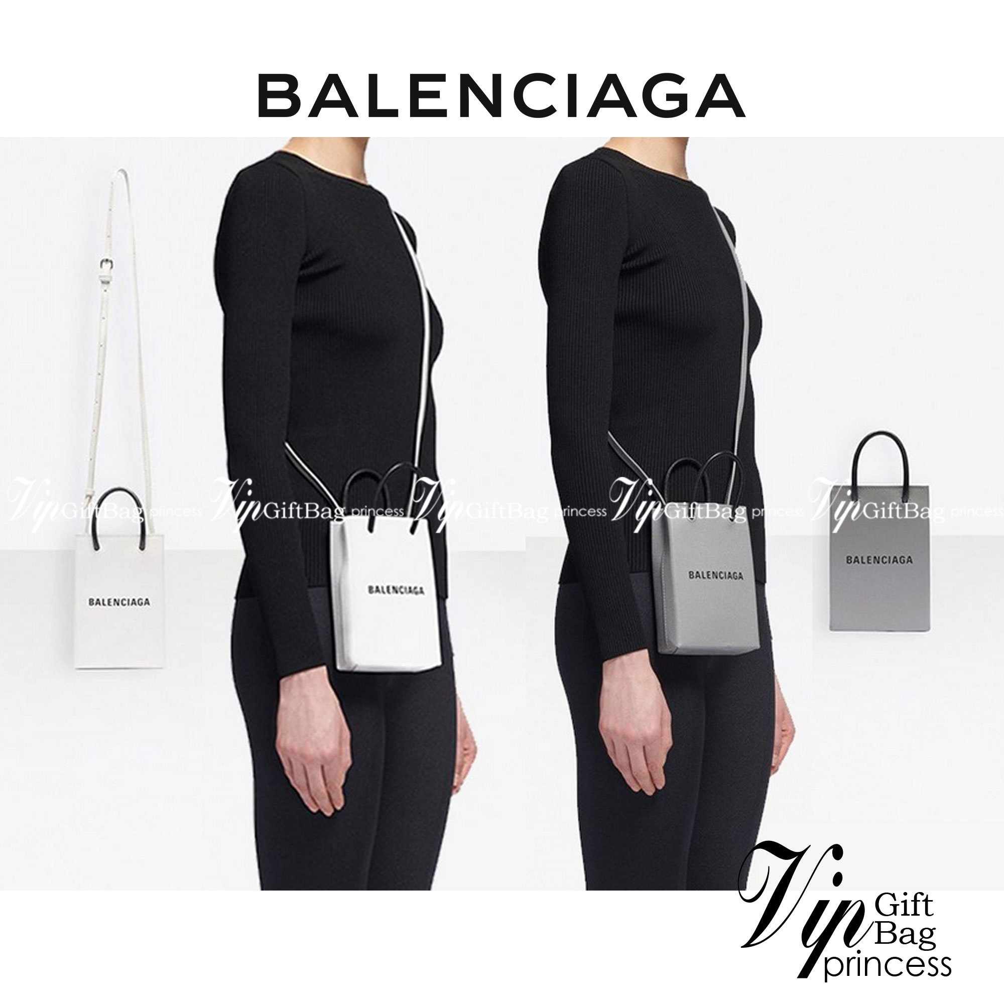 หนังแท้ BALENCIAGA Shopping Phone Pouch leather tote พกกระเป๋าช้อปปิ้งขนาดมินิ ไปทุกที่ในฤดูกาลนี้ ดีไซน์ที่ใช้ได้ทุกวันตั้งแต่หนังแบบมีเท็กซ์เจอร์ ภาพสินค้าถ่ายจากงานขายจริง ใช้งานต่างประเทศได้