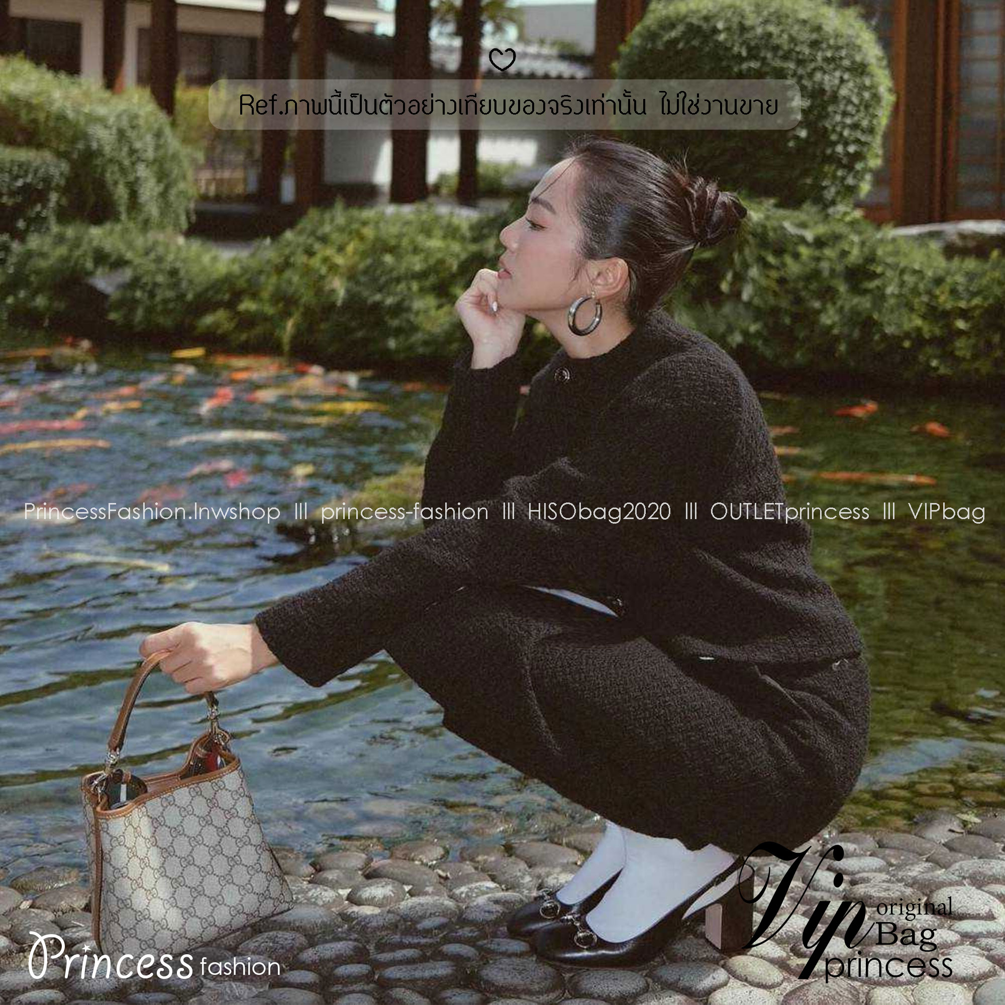 GUCCI GG Emblem mini bucket bag ดีไซน์คลาสสิคคงความเอกลักษณ์ กับรูปแบบใหม่กระเป๋าถือ/สะพายทรงบัคเก็ต ขนาดกำลังน่าใช้มากๆ