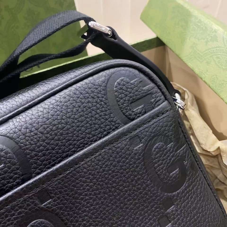 GUCCI JUMBO GG MEDIUM MESSENGER BAG Black jumbo GG leather กระเป๋าทรงแมสเซ็นเจอร์สีดำคลาสสิค เกรดออริ ท็อป สลับแท้ 1:1 เกรดดีสุด ใช้งานต่างประเทศได้