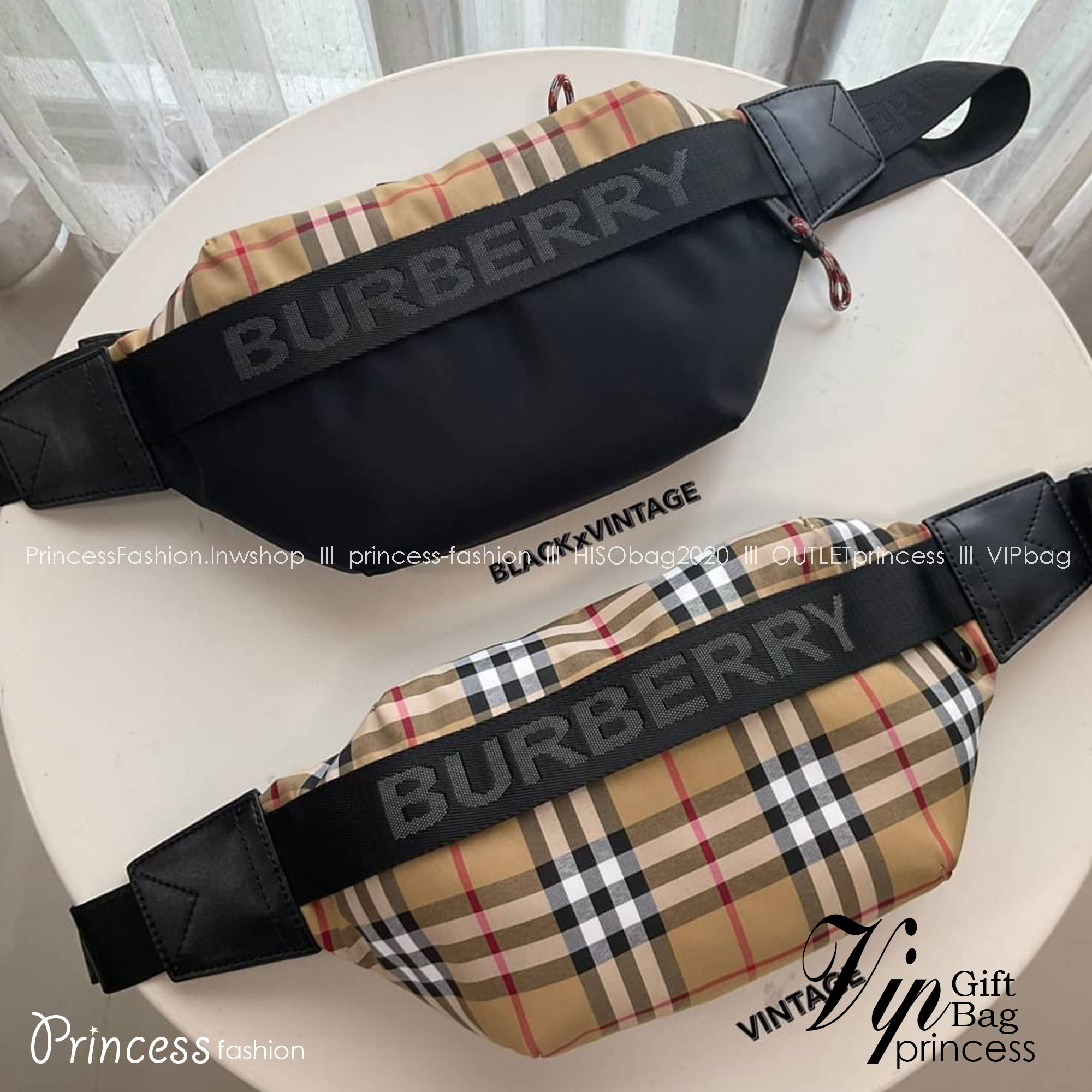Burberry Vintage Check Sonny Belt Bag รุ่นใหม่ล่าสุด! BURBERRY FRAGRANCES BELT BAG วัสดุ100%POLYAMIDE (Nylon & Canvas)ทกระเป๋าคาดเอว คาดอกแบบ UNISEX ใช้ได้ทุกเพศ ลายวินเทจ