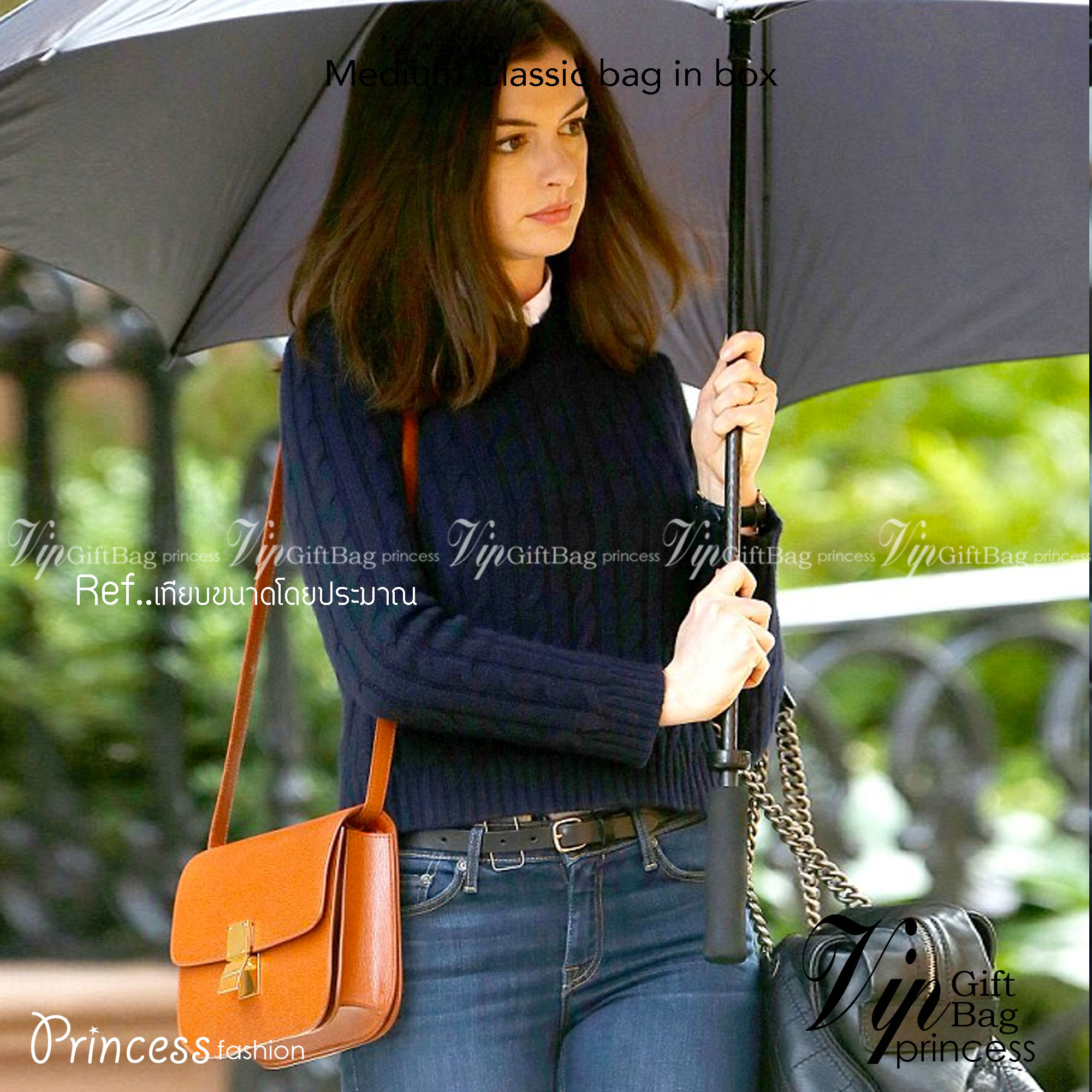 CELINE Medium Classic bag in box calfskin เกรดออริจินอล กระเป๋าสะพายแบรนด์เนมซีลีนหนังแท้ อะไหล่ทองหรู งานหนังเรียบ สวยหรู ด้านในเปิดด้วยบีบอะไหล่ทอง