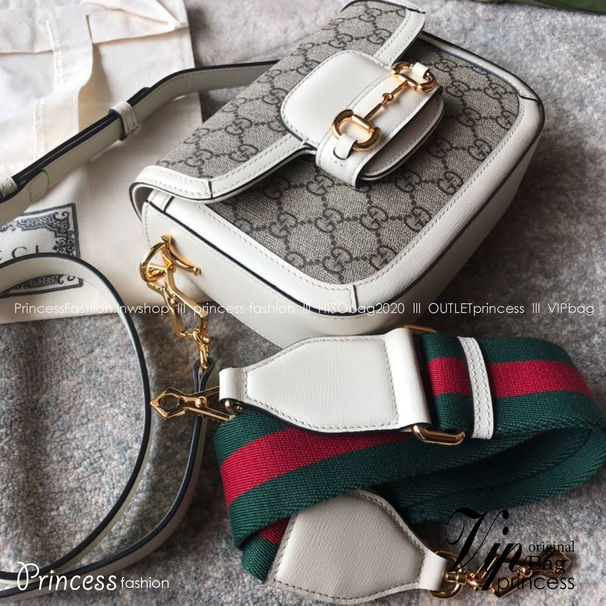 Gucci Horsebit 1955 mini bag GG Supreme in canvas พร้อมส่ง เกรดท็อปออรินอล งานเหมือนสุด หนังแท้ สวยงามตามรูป TOP ORIGINAL 1:1 เกรดเทียบแท้ ใช้สลับแท้ได้ ใช้งานต่างประเทศได้