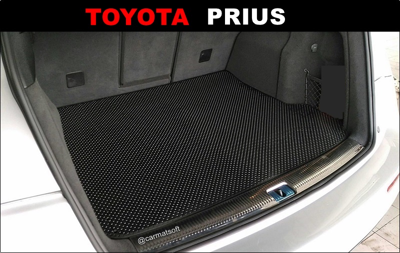 แผ่นปูท้ายรถ Toyota Prius ลายกระดุมเล็กPVC สวยงาม ทนทาน เข้ารูป