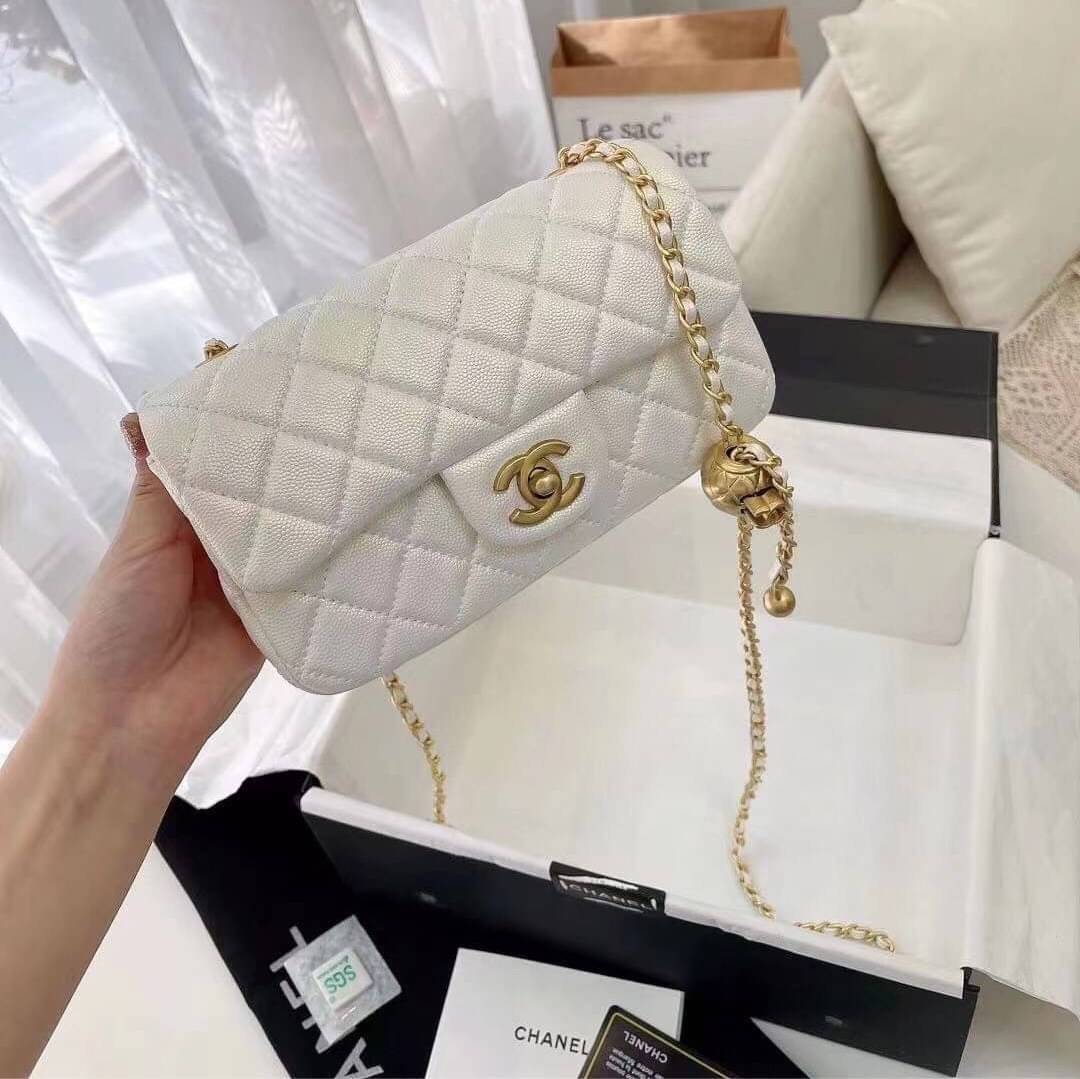 CHANEL MINI FLAP BAG CAVIAR Leather GOLD tone hardware พร้อมส่ง 5 สี