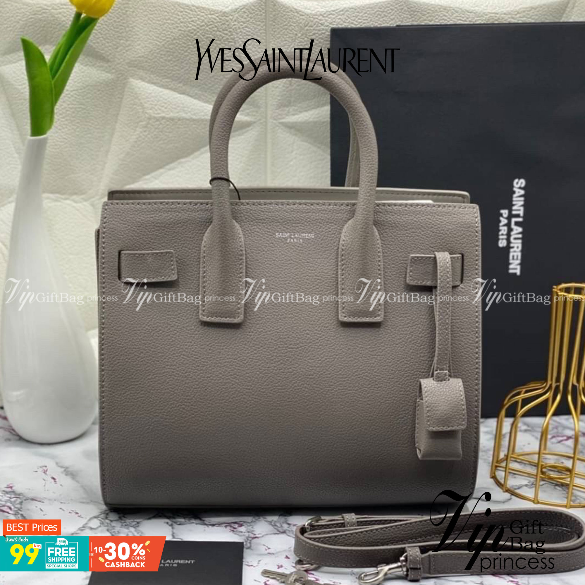 หนังแท้ Yves Saint Laurent Bag CLASSIC SAC DE JOUR BABY IN GRAINED LEATHER