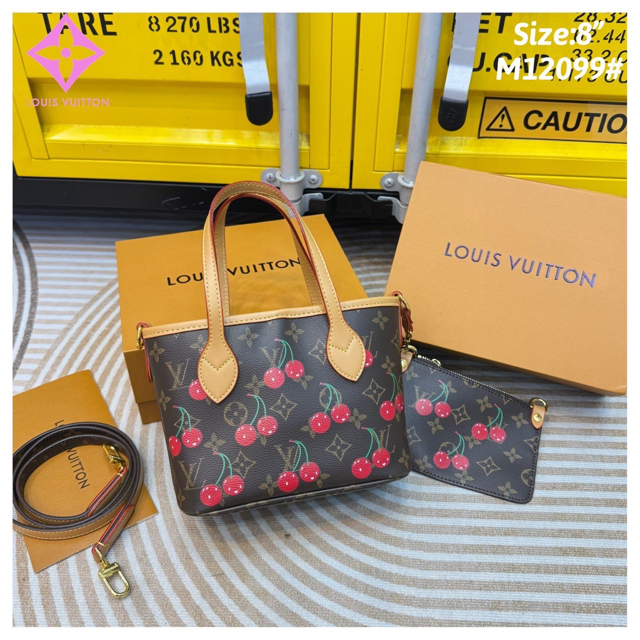 LV x TM - Neverfull Inside Out BB Bag Monogram cherry กระเป๋าสะพายทรงโท้ทใบเล็กน่ารัก กลับใช้งานได้ 2 ด้าน ดีไซน์ใหม่ล่าสุดก่อนใคร