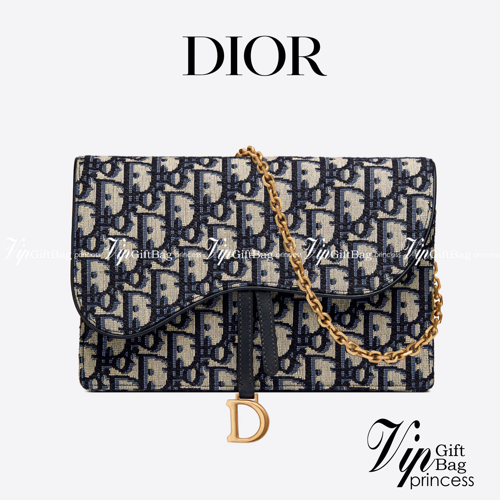 DIOR SADDLE POUCH Blue Dior Oblique Jacquard เกรดออริจินอล ภาพสินค้าถ่ายจากงานขายจริง ใช้งานต่างประเทศได้