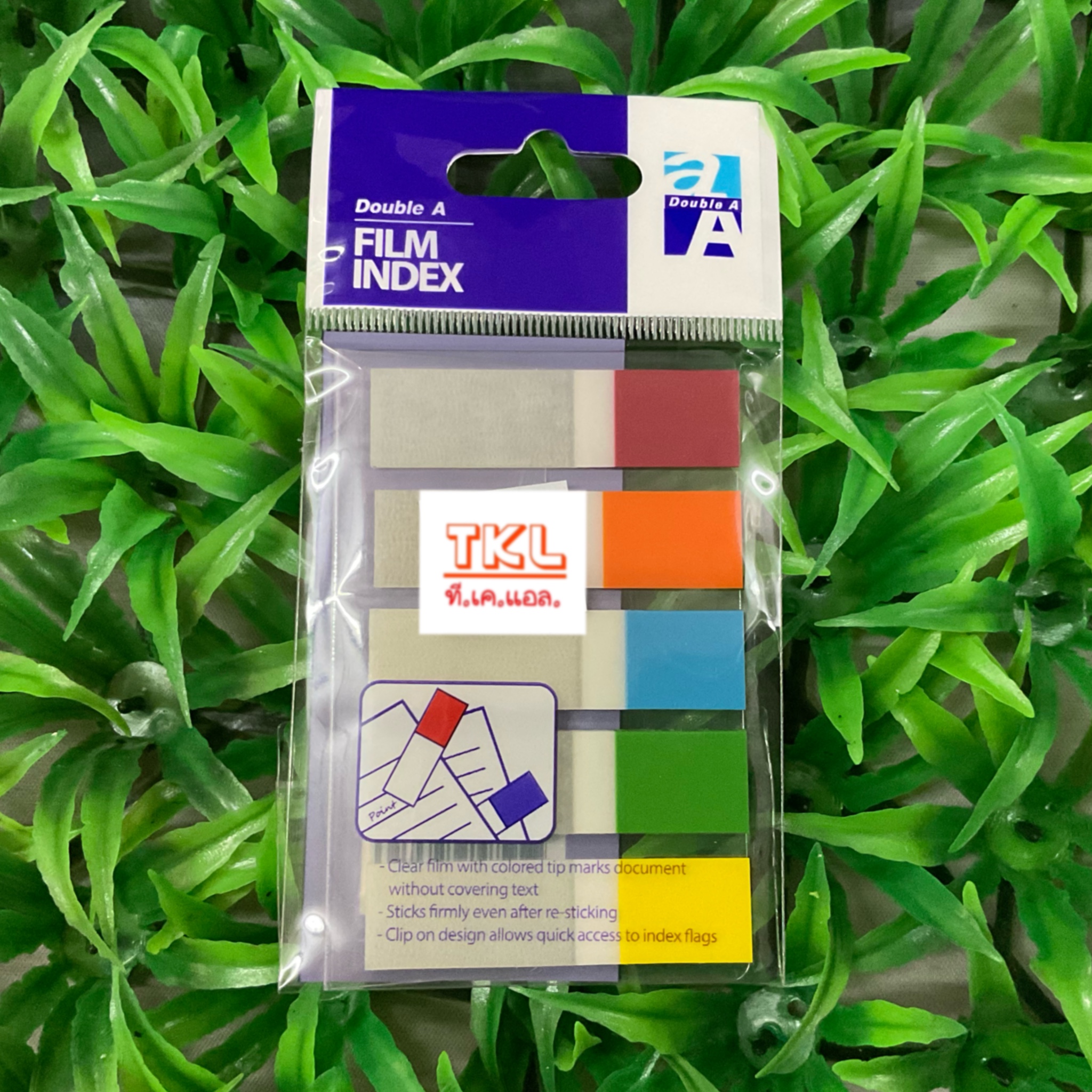 กระดาษโน๊ตกาวในตัว Double A INDEX FILM 5 สี 45x12 มม. 100 แผ่น คละสี