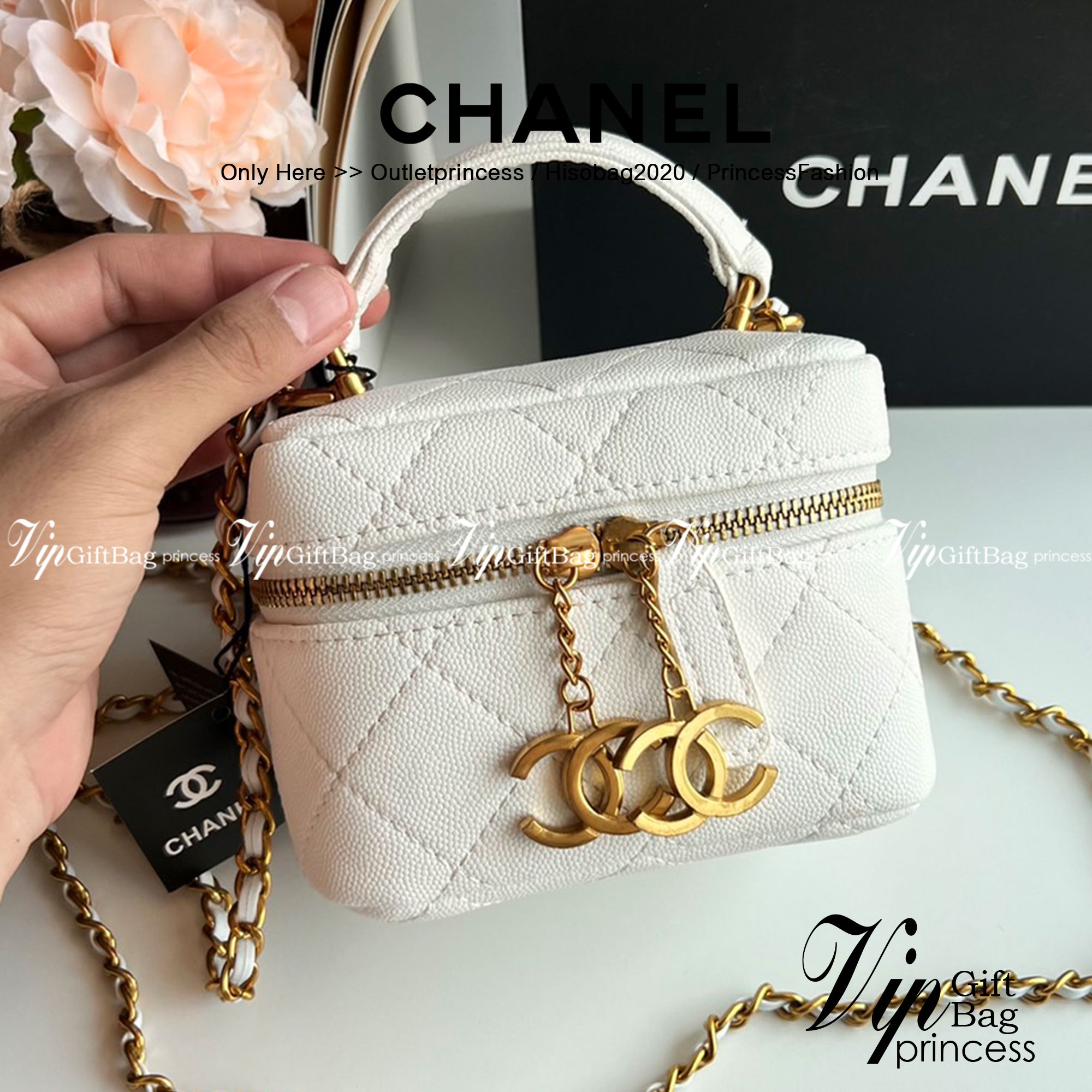 หนังแท้ Chanel Micro Bag / CHANEL Small Vanity Case Caviar Leather / Chanel vanity chain mini พร้อมส่งที่ไทย กระเป๋าสะพายข้างขนาดเล็กน่ารัก ดีไซน์คลาสสิคเรียบหรูเข้ากับทุกลุ๊คแบบไม่มีเอ้าท์ ไอเท็มนี้แนะนำสวยน่าใช้ ไม่ควรพลาดเลยค่าา