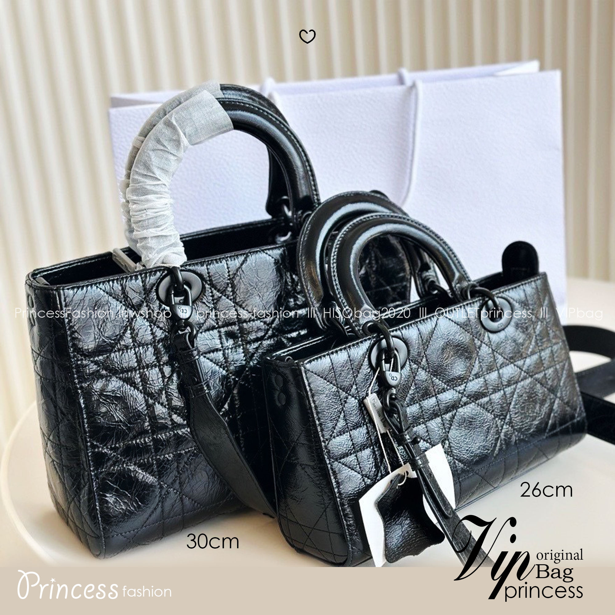 DIOR Lady D-Sire My ABCDior Bag Macrocannage Crinkled Leather กระเป๋าสะพายซีซันใหม่ ดีไซส์หนังย่น โทนดำทั้งใบสวยหรูคลาสสิก เกรดออริ 1:1 ใช้งานต่างประเทศได้