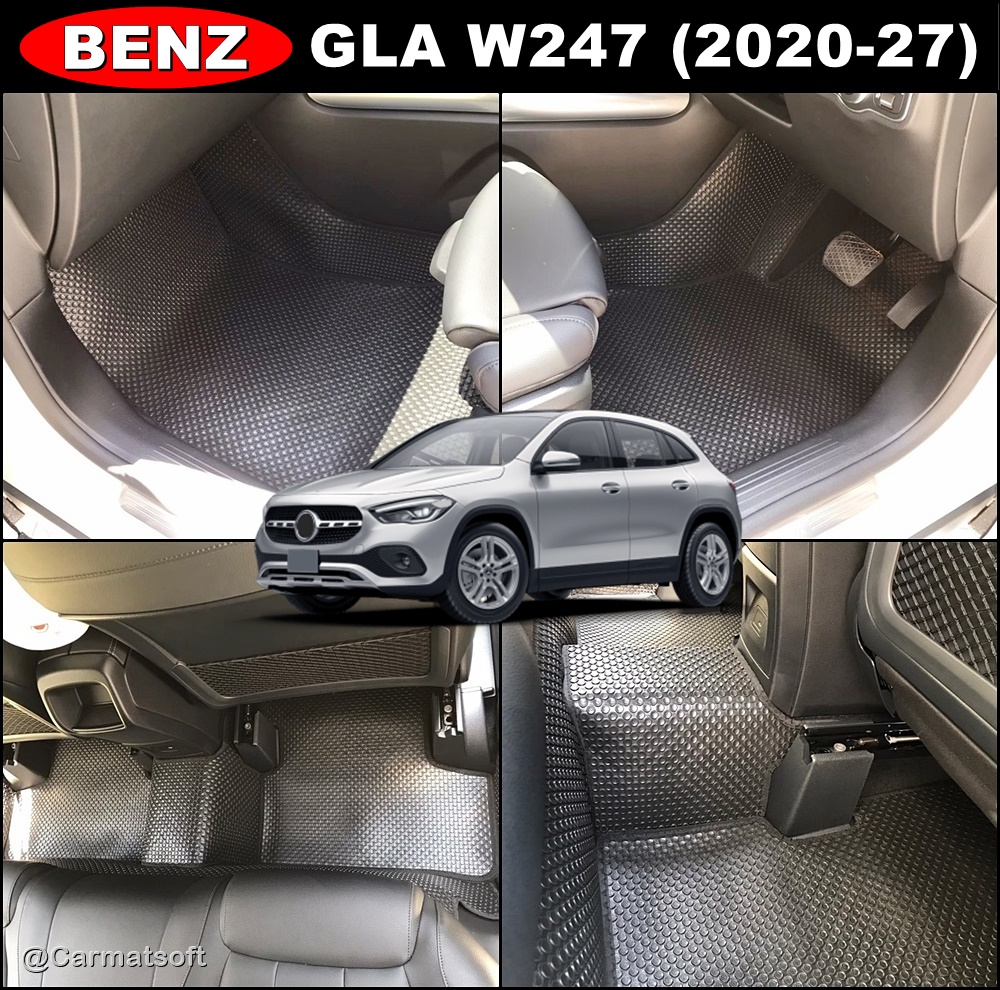 ยางปูพื้นรถยนต์ BENZ GLA W247 ปี2020-27 พรมกระดุมเม็ดเล็ก เข้ารูป ตรงรุ่นรถ เต็มคัน