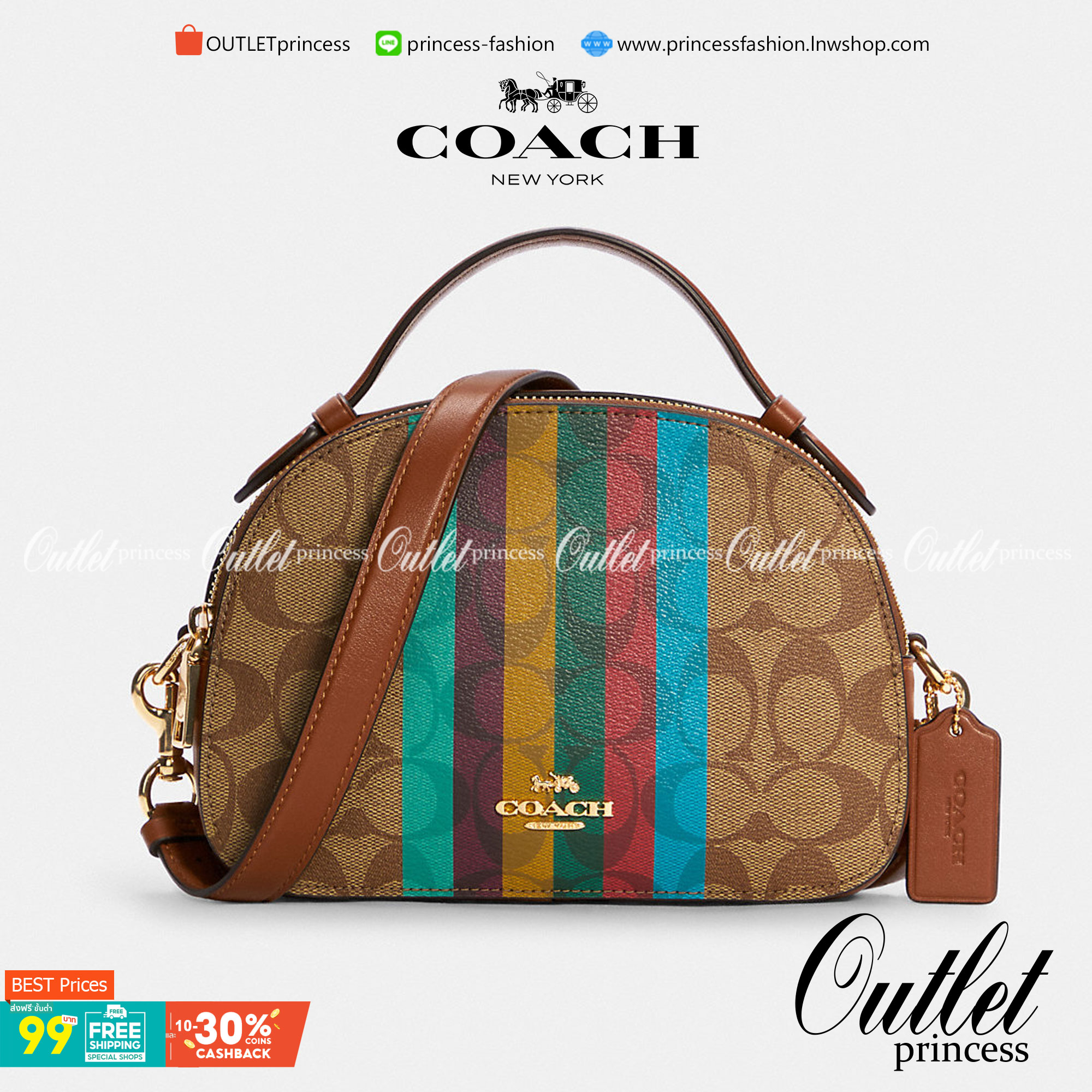 COACH C5642 SERENA SATCHEL IN SIGNATURE CANVAS WITH STRIPE ดีไซน์ stripe ที่แสนจะโดดเด่น กับคอลเลคชั่นยอดฮิต ที่ sold out ไปแล้วในหลายประเทศ!! กระเป๋าสะพายข้างทรงสวย ลุคผู้ดี วัสดุหนังแคนวาสสลับหนังแท้ เปิด-ปิดด้วยซิป 2 ช่องหลัก ภายในเป็นช่องโล่ง เก็บของไ