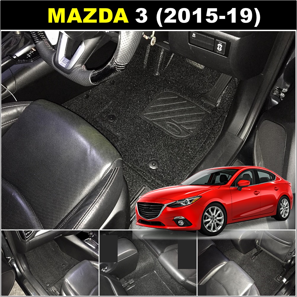 พรมดักฝุ่นไวนิล MAZDA 3 ปี2015-19 พรมไวนิล มาสด้า3 รีดขอบ สีดำ เต็มคัน