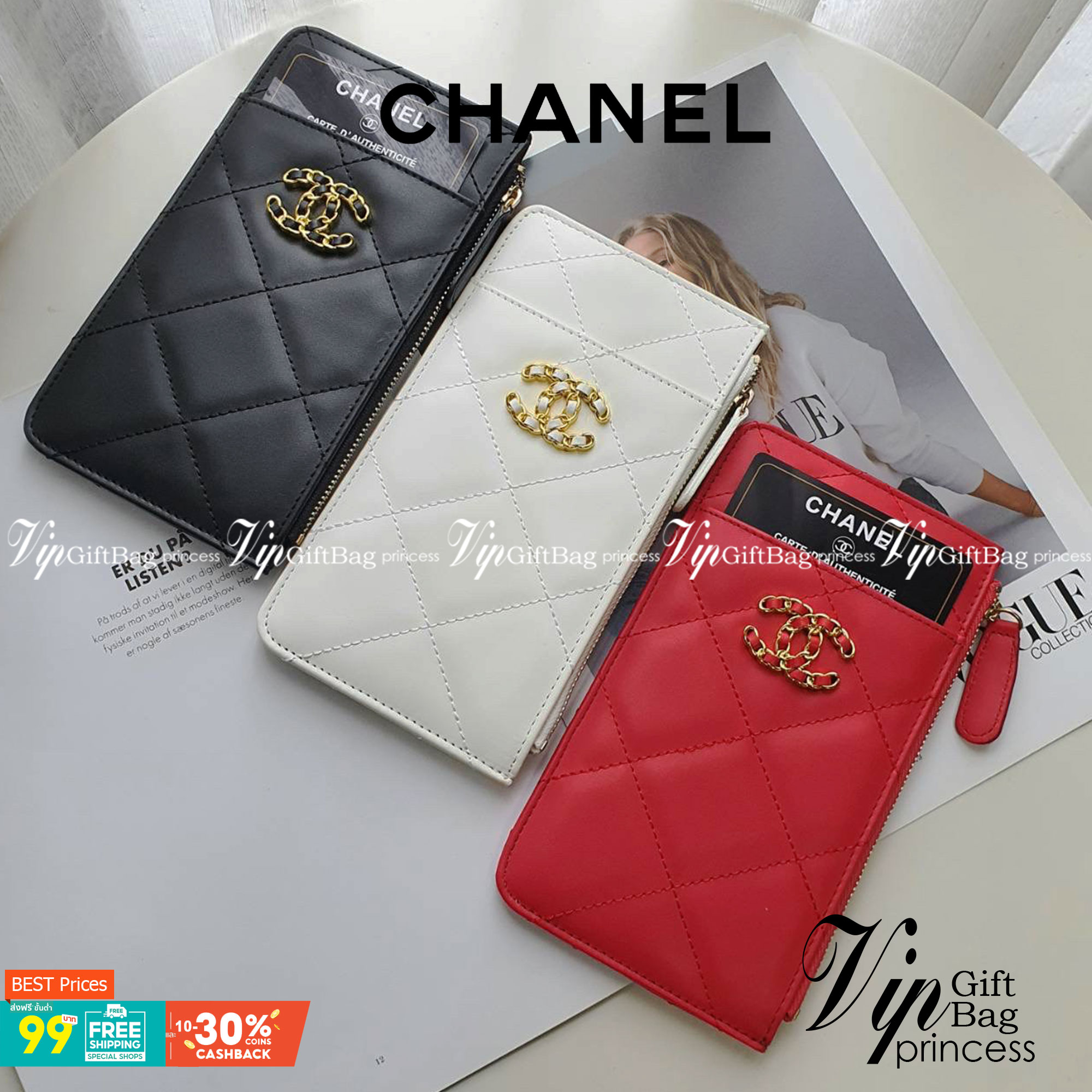 CHANEL LONG WALLET CARD PHONE HOLDER พร้อมส่งครบ 3 สี ❤️🖤🤍 พร้อมส่งที่ไทยค่าา กระเป๋าสตางค์รับทรัพย์ แนะนำรุ่นนี้เลยคะ งานพรีเมี่ยมกิ้ฟท์จากเค้าเตอร์ต่างประเทศ กระเป๋าสตางค์ทรงสวย สะดุดตา หนังสัมผัสลายด้าน จากแบรนด์ 𝗖 Ǖ
