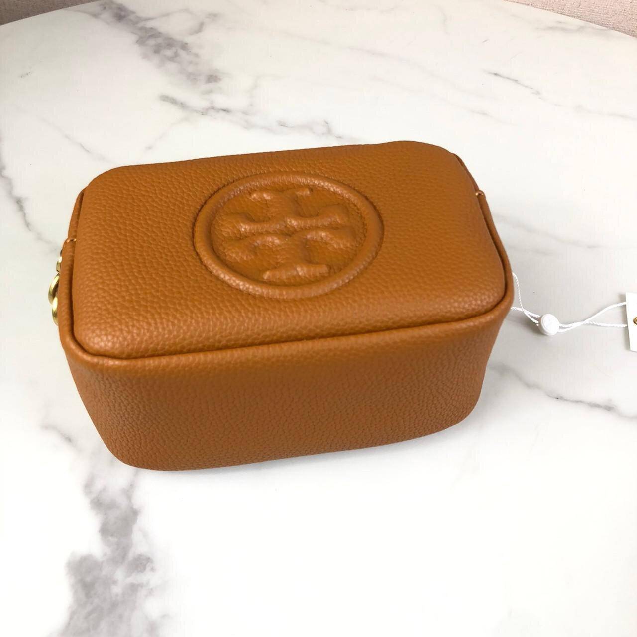 ของแท้ 💯% Tory Burch Perry Bombe Mini Leather Crossbody กระเป๋าสะพาย 2 ช่องซิป