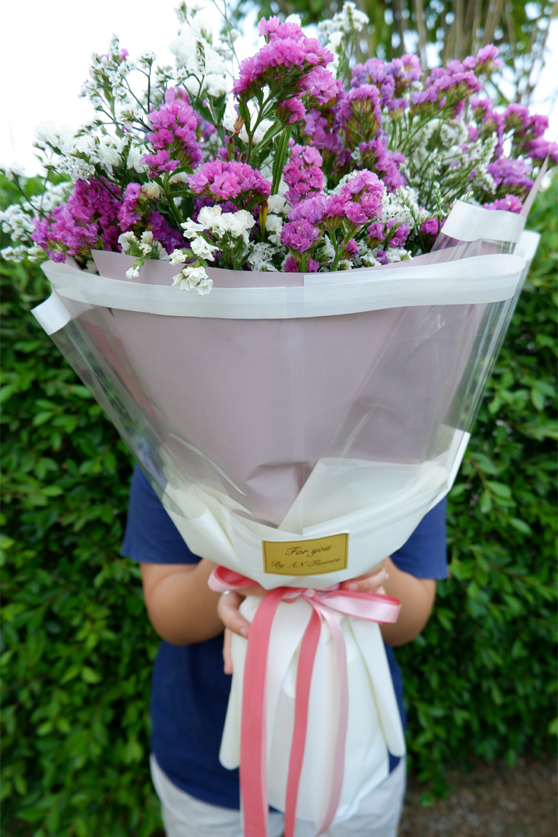 ช่อสแตติสช่อใหญ่ โทนชมพูขาว